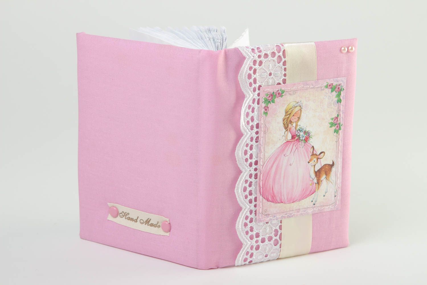 Handmade Notiz Buch Geschenk für Frauen Mode Accessoire mit Stoff Hülle rosa foto 4