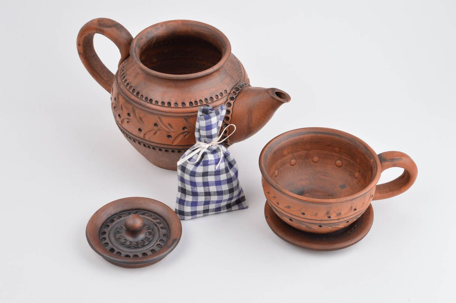 Ton Tasse handmade Keramik Geschirr Ton Teekanne Küchen Geschirr im Öko Style foto 1
