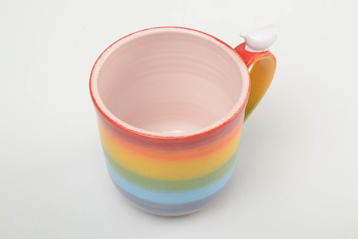 XL 13 oz porcelain bright rainbow colors drinking cup with handle photo 2