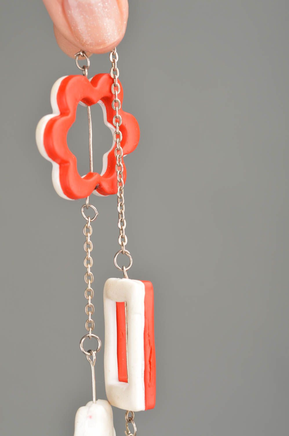Schönes stilvolles Collier aus Polymer Ton handmade Schmuck für Frauen  foto 3