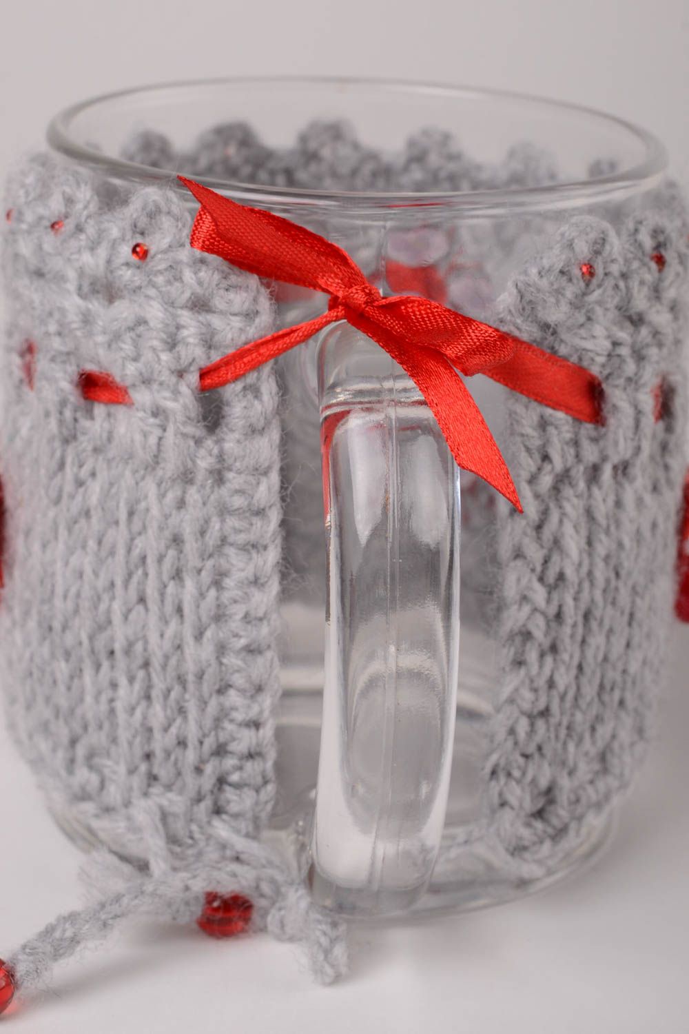 Couvre-tasse tricot fait main Pull pour mug design de créateur crochet photo 5
