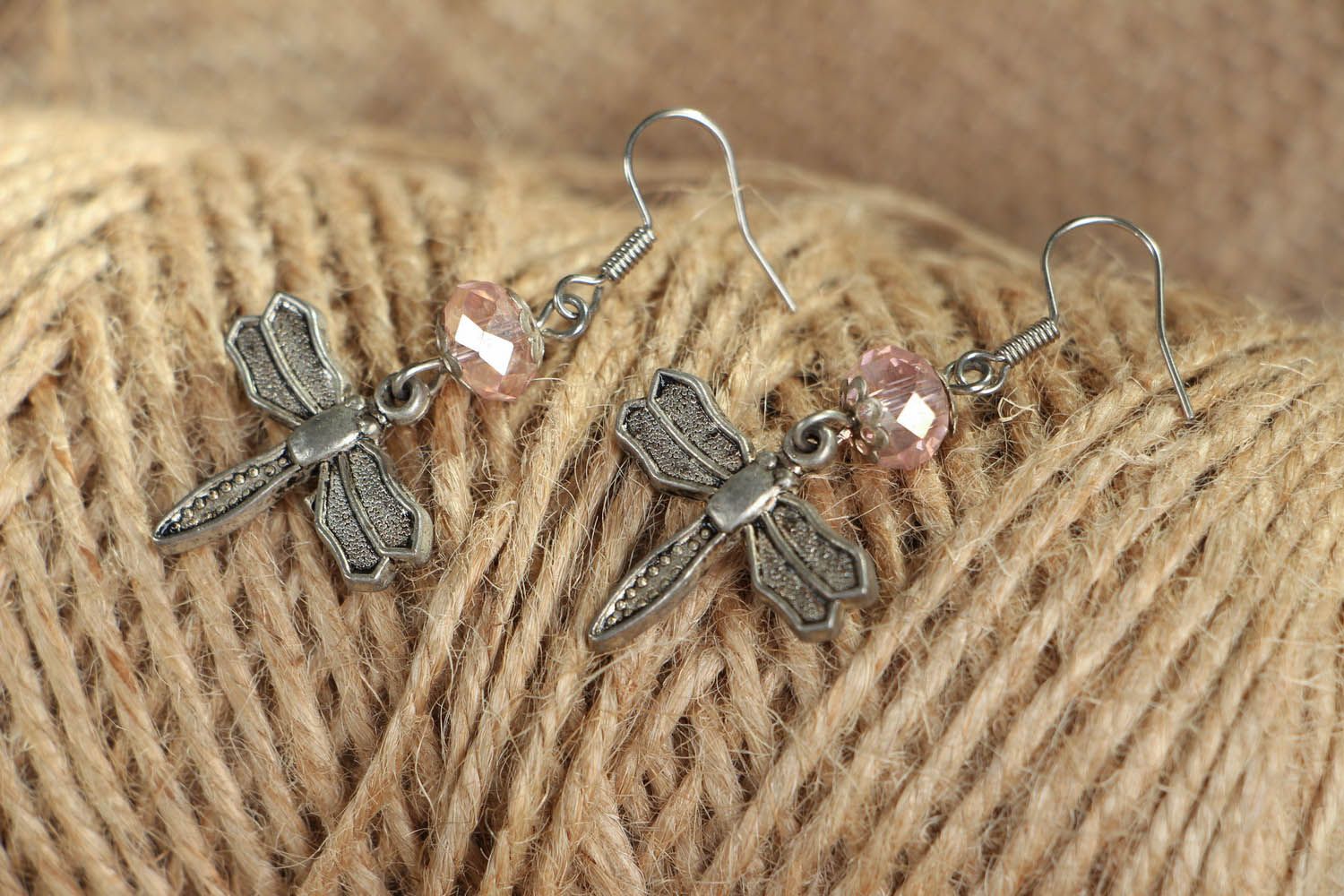 Metal earrings Dragonfly photo 3