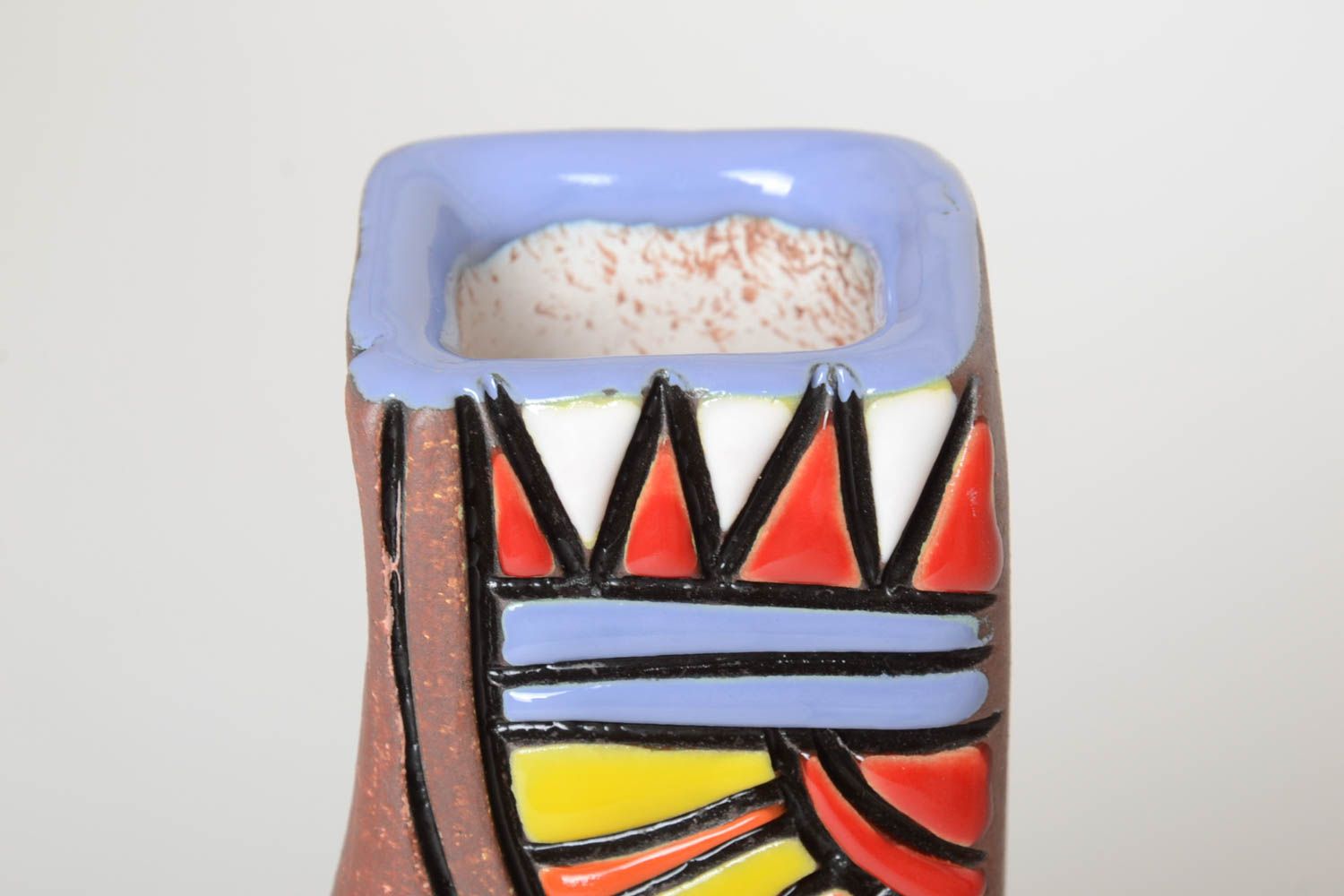 Vase argile fait main Déco maison multicolore design de créateur Cadeau original photo 3