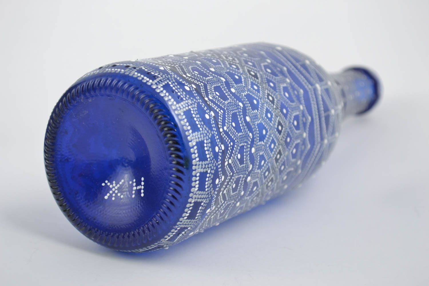Бутылка стеклянная посуда ручной работы бутылка с росписью оригинальная фото 4