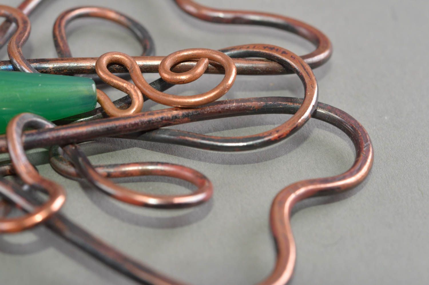 Handmade jewelry copper accessory jade green pendant copper butterfly gift ideas photo 5