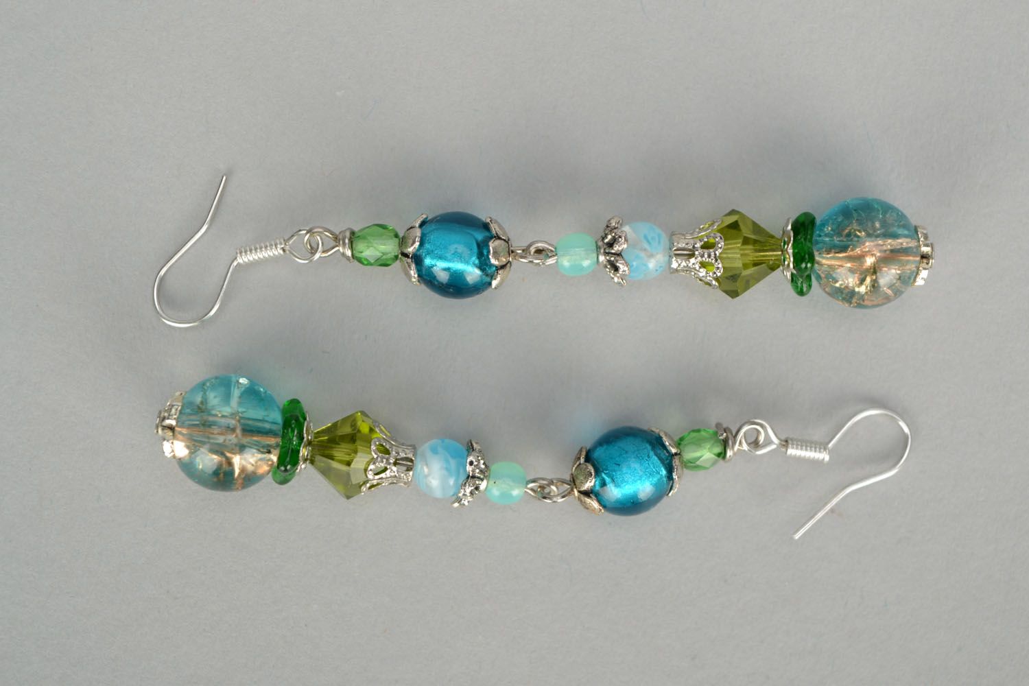 Glass earrings Aquamarine photo 3