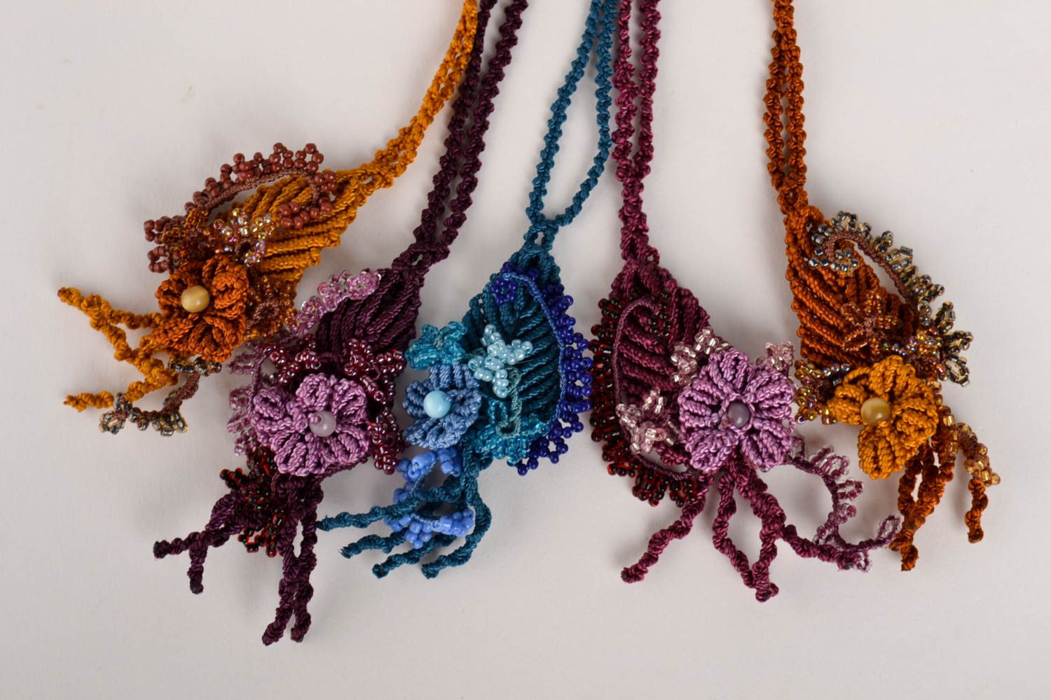 Handmade pendant fashion thread jewelry 5 pieces gift for women macrame ideas photo 3