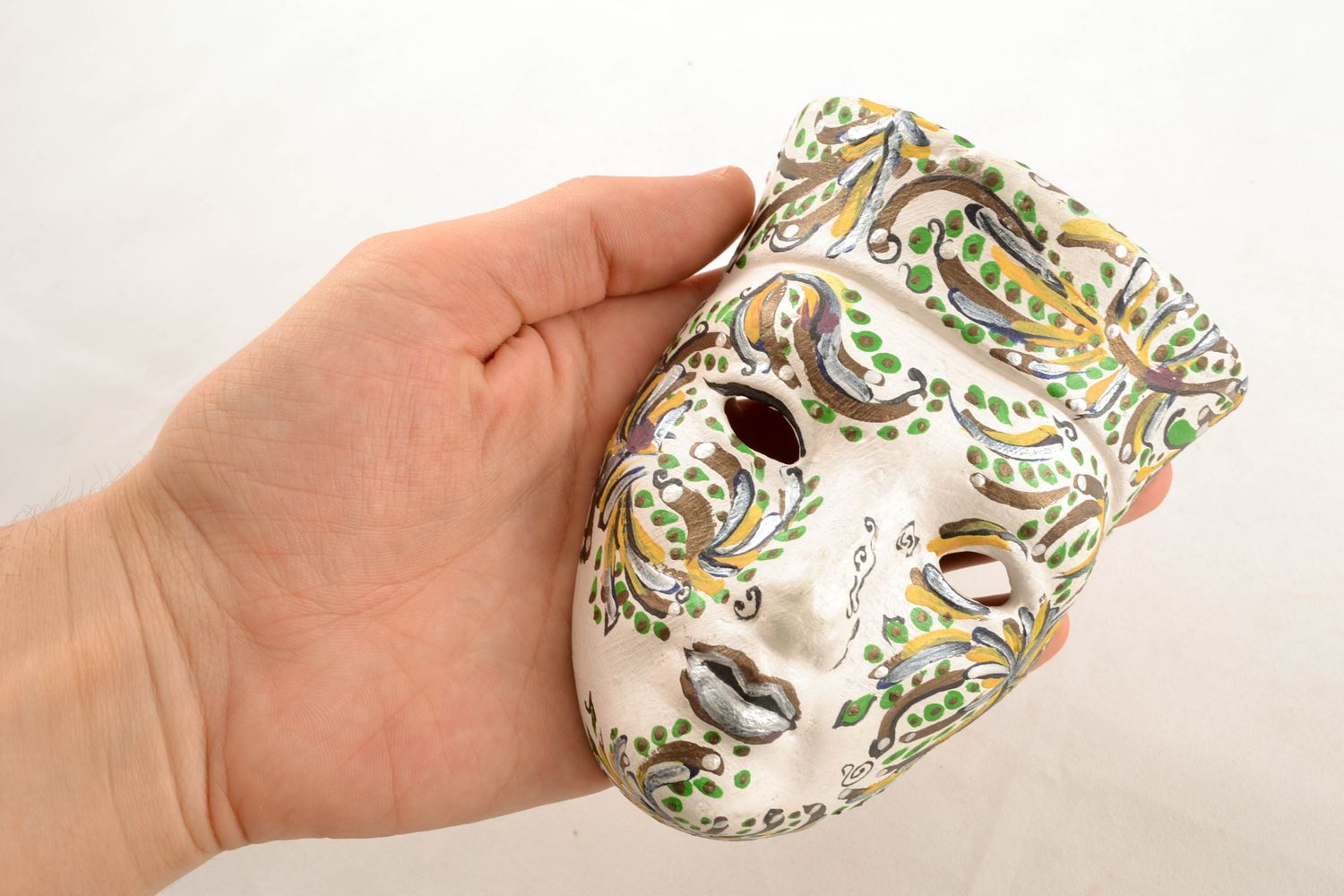 Suspension décorative faite main masque de Venise en argile photo 1