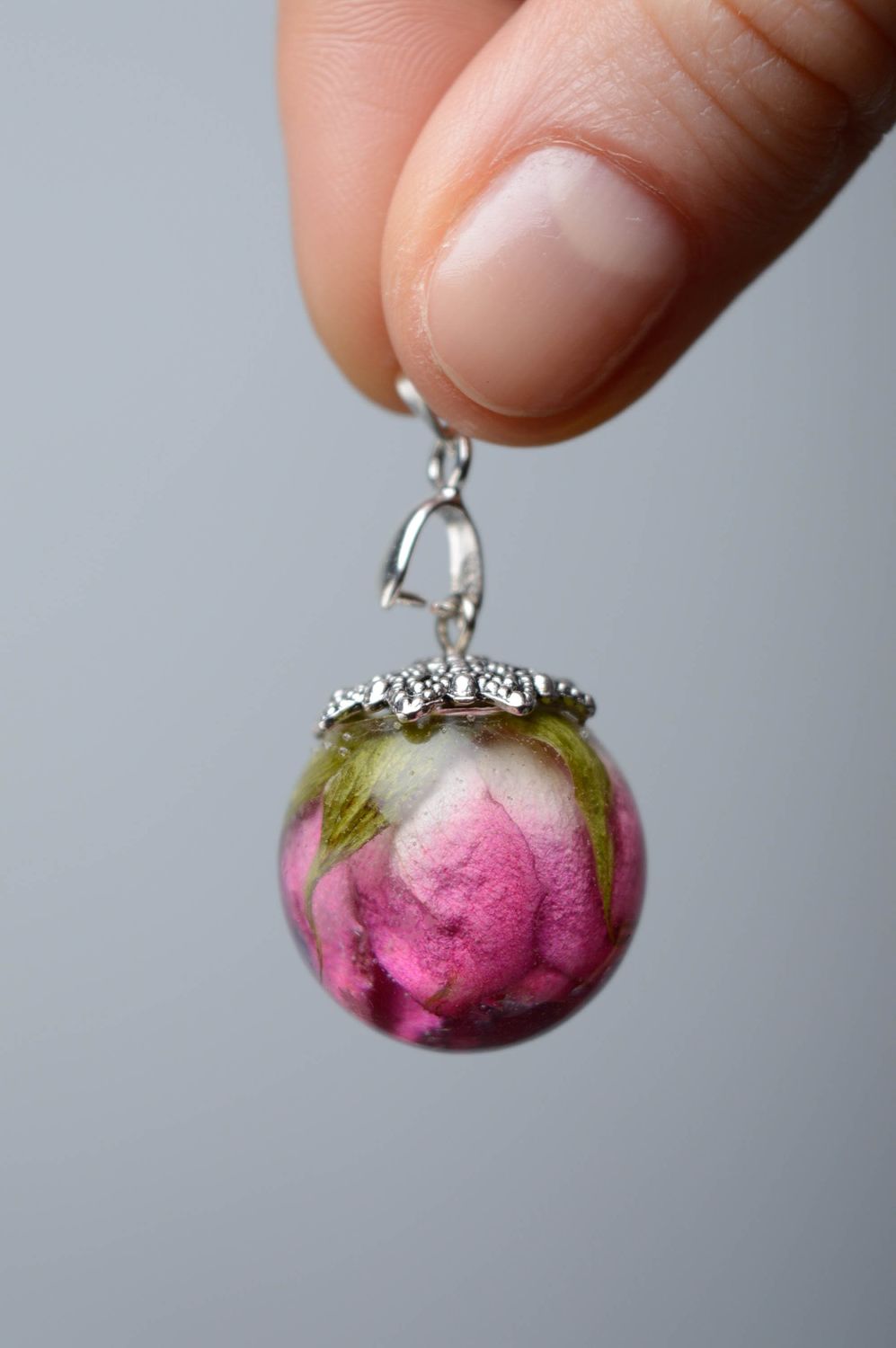 Women's pendant with natural rose photo 2
