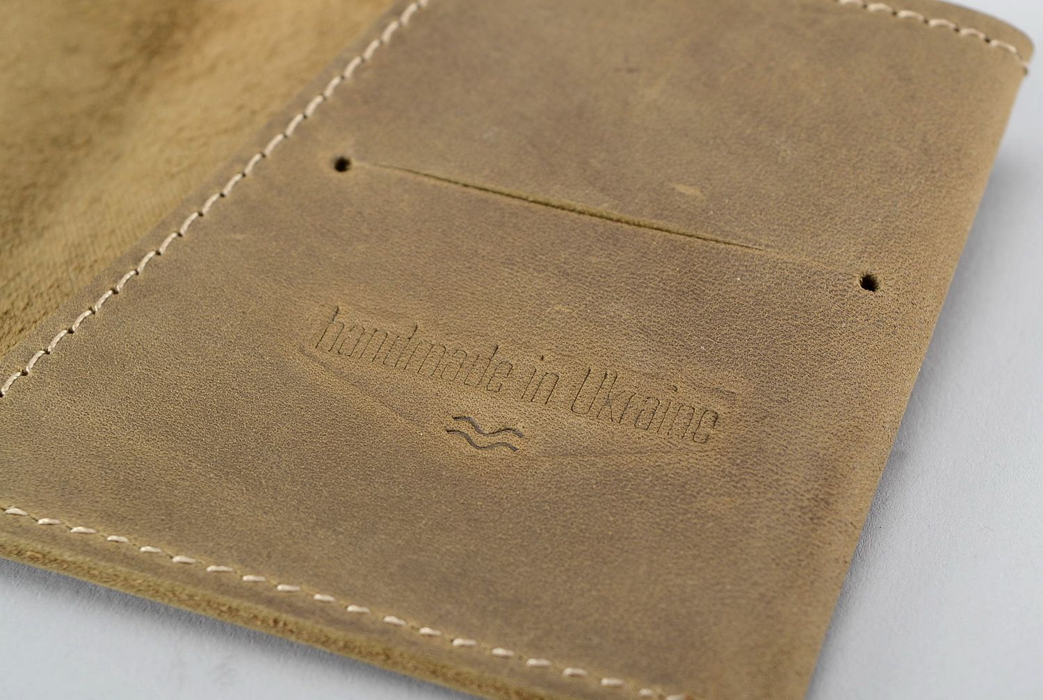 Wallet made from natural beige leather photo 4
