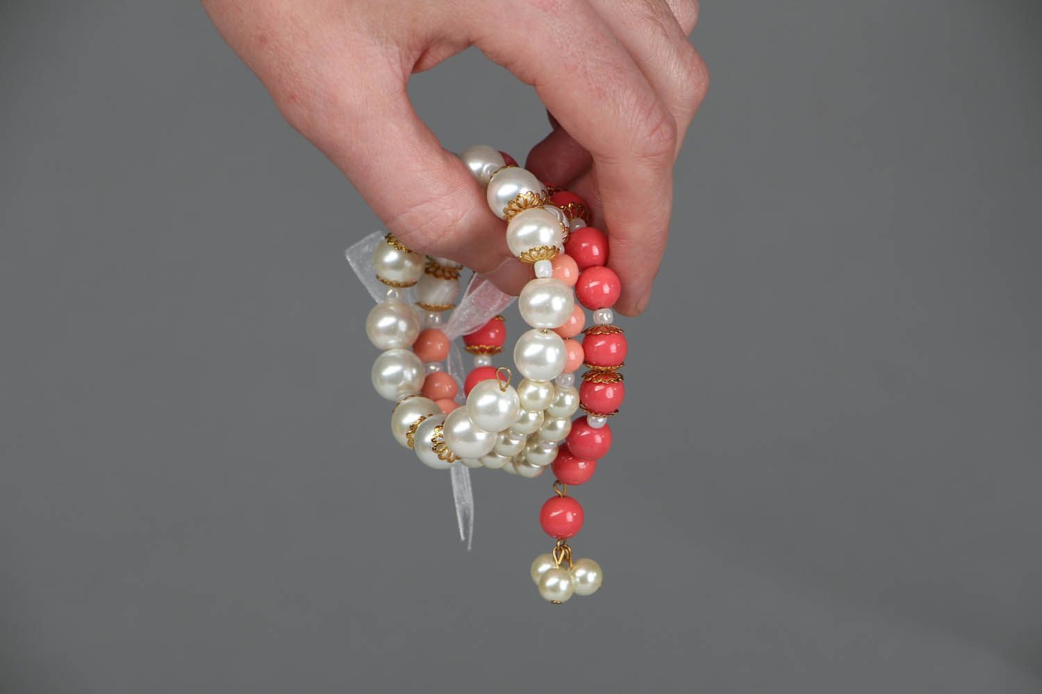 Bracciale con perline fatto a mano accessorio intrecciato bigiotteria da donna foto 4