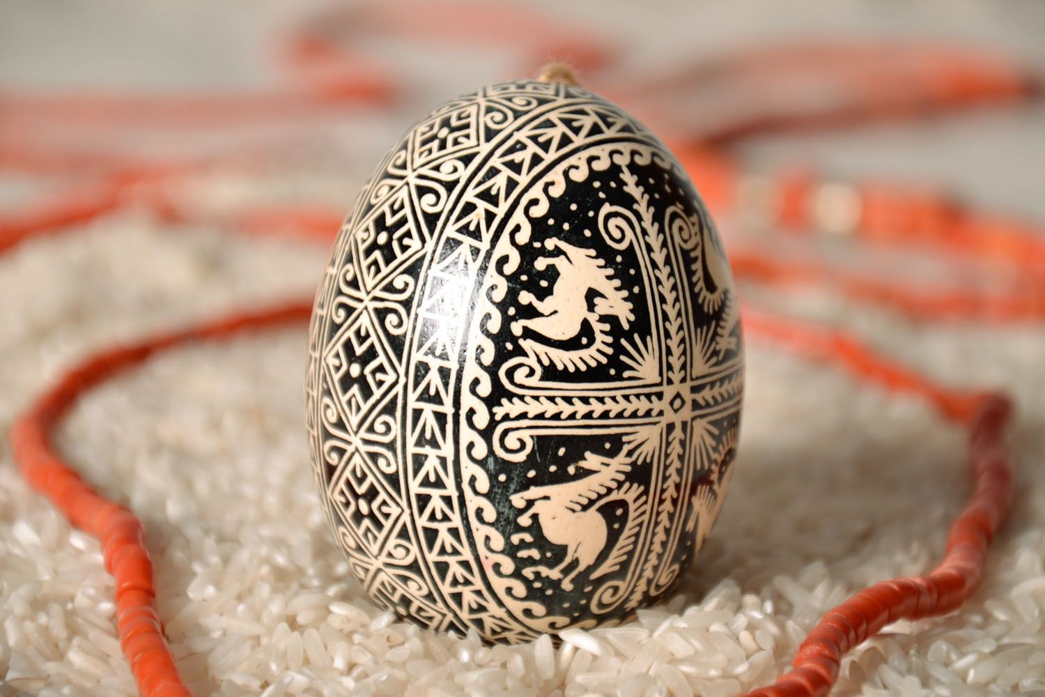 Easter hen egg with tassel photo 1