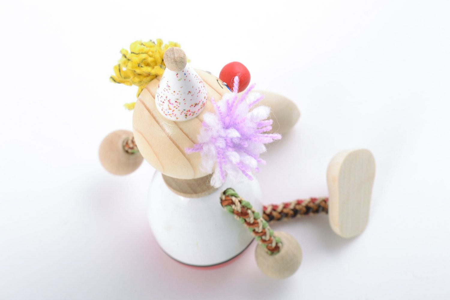 Künstlerisches buntes lustiges handmade Öko Spielzeug Clown für Kinder  foto 5