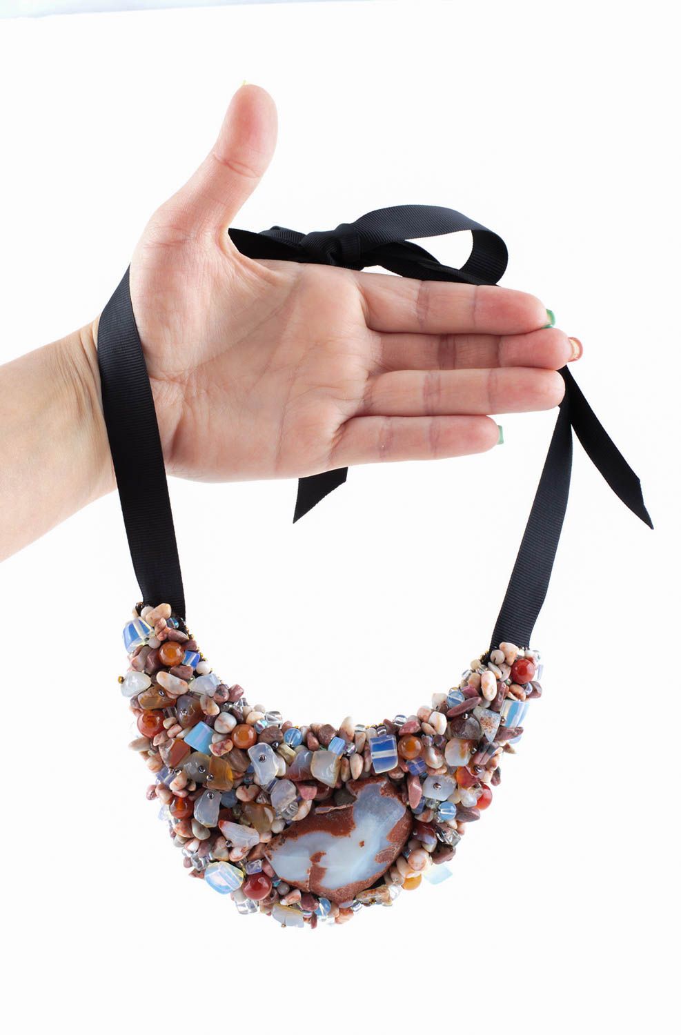 Handmade necklace trendy jewels designer gift natural stones jasper accessory photo 5