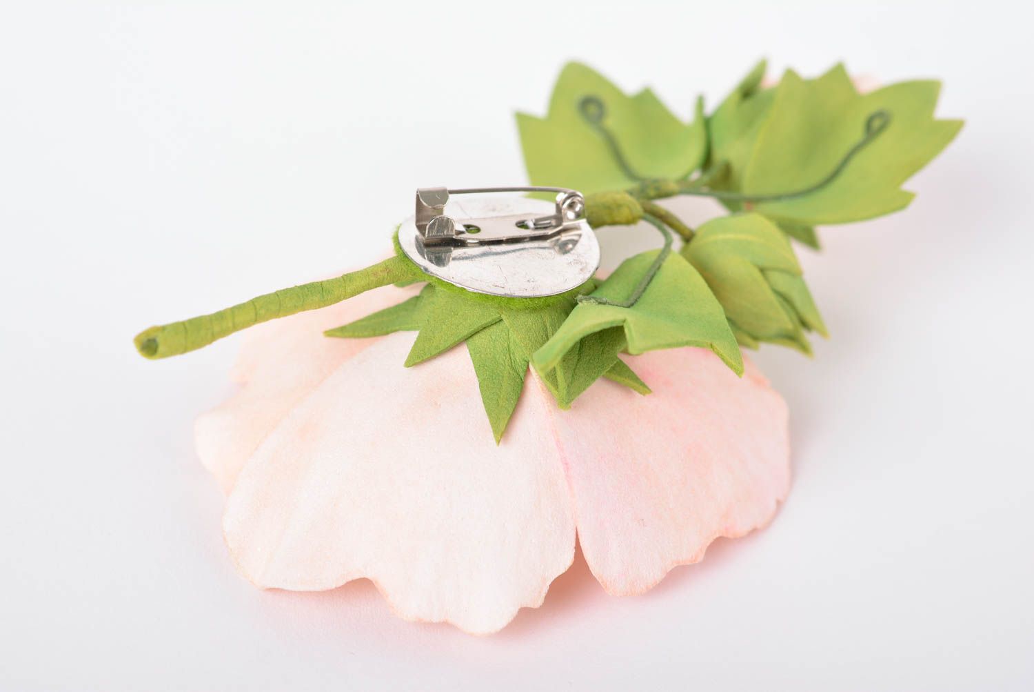 Broche fleur rose Bijou fait main grande design original Cadeau pour femme photo 2