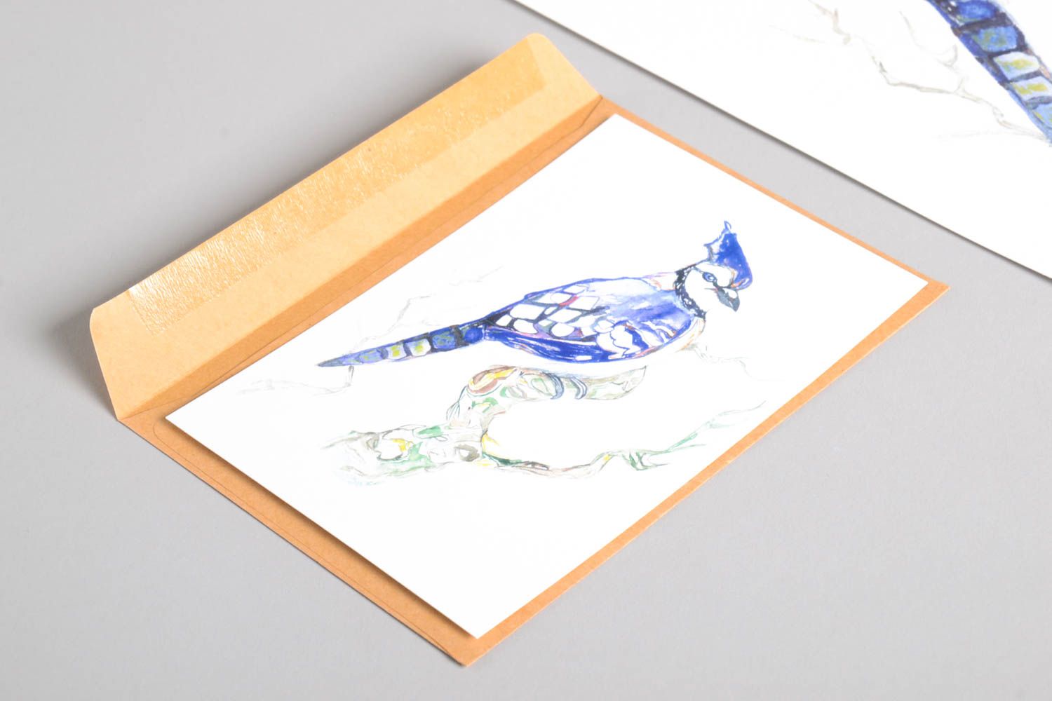 Tableau oiseau bleu Carte de voeux fait main design de créateur Idée cadeau photo 2