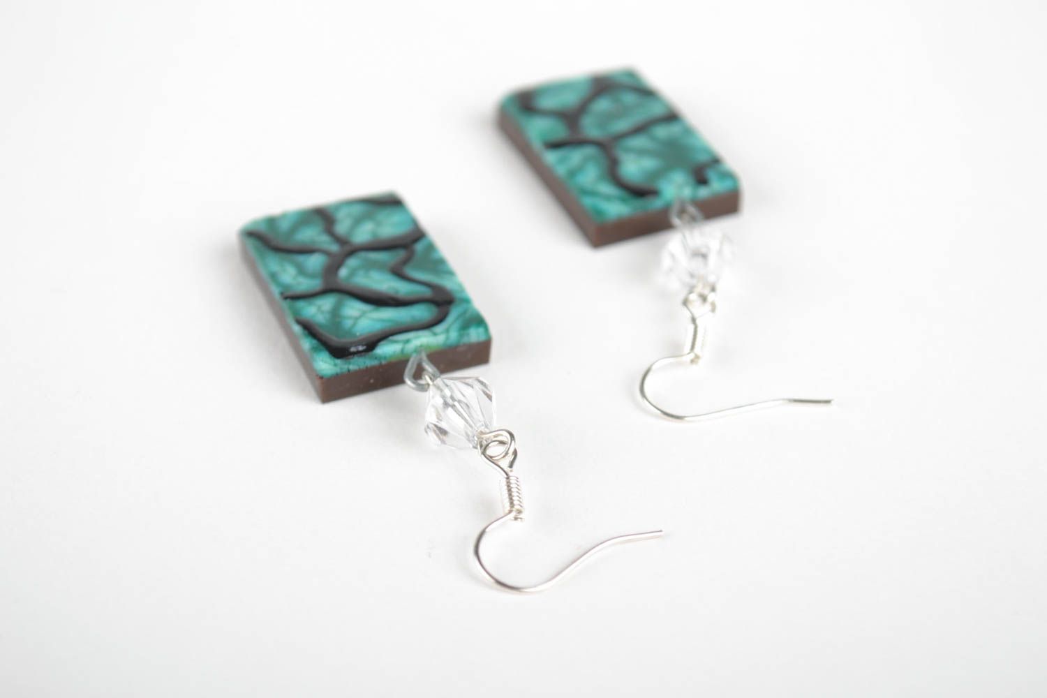 Square handmade polymer clay earrings designer unique accessories for woman photo 4