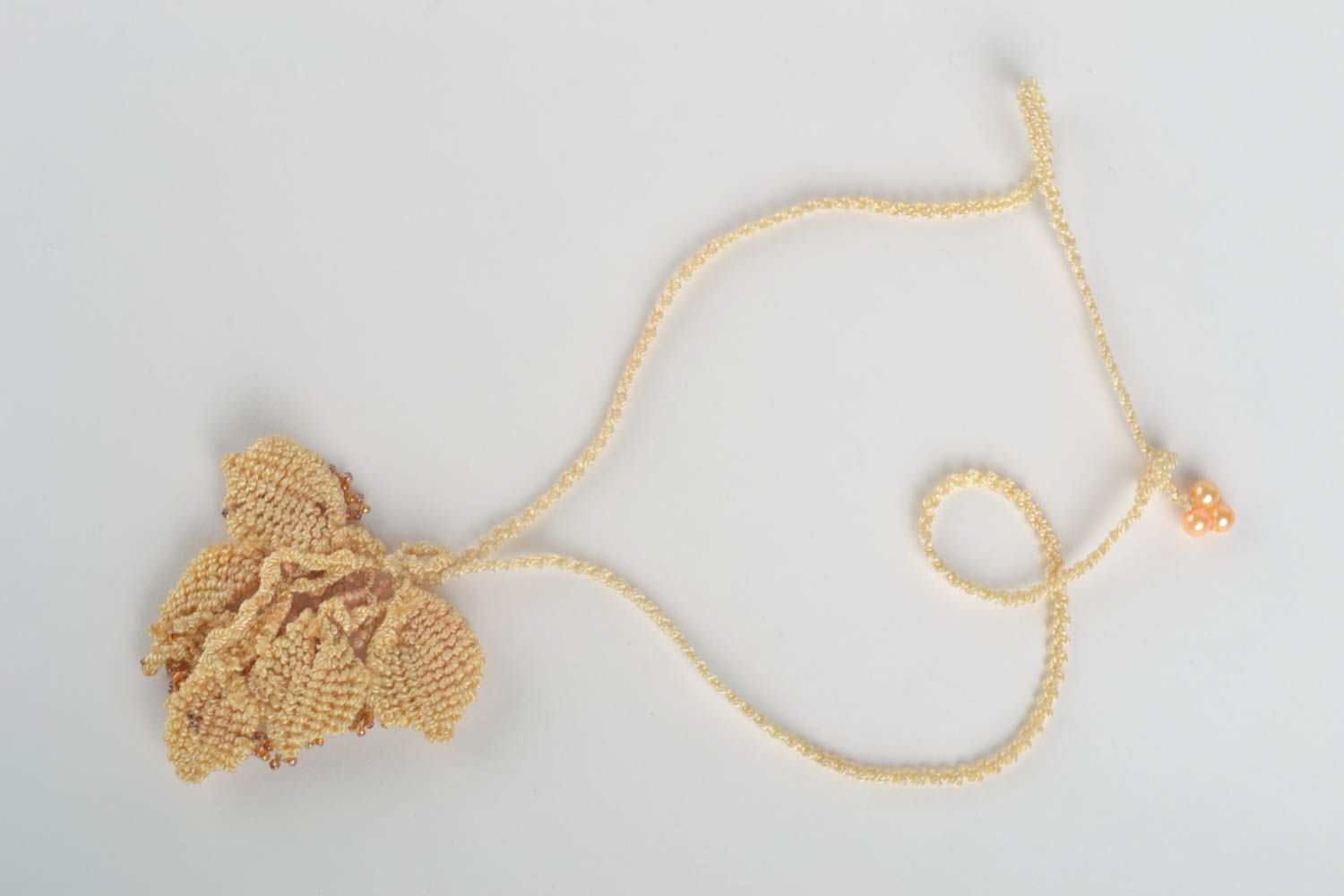 Beautiful flower jewelry stylish textile pendant unusual beaded pendant photo 2