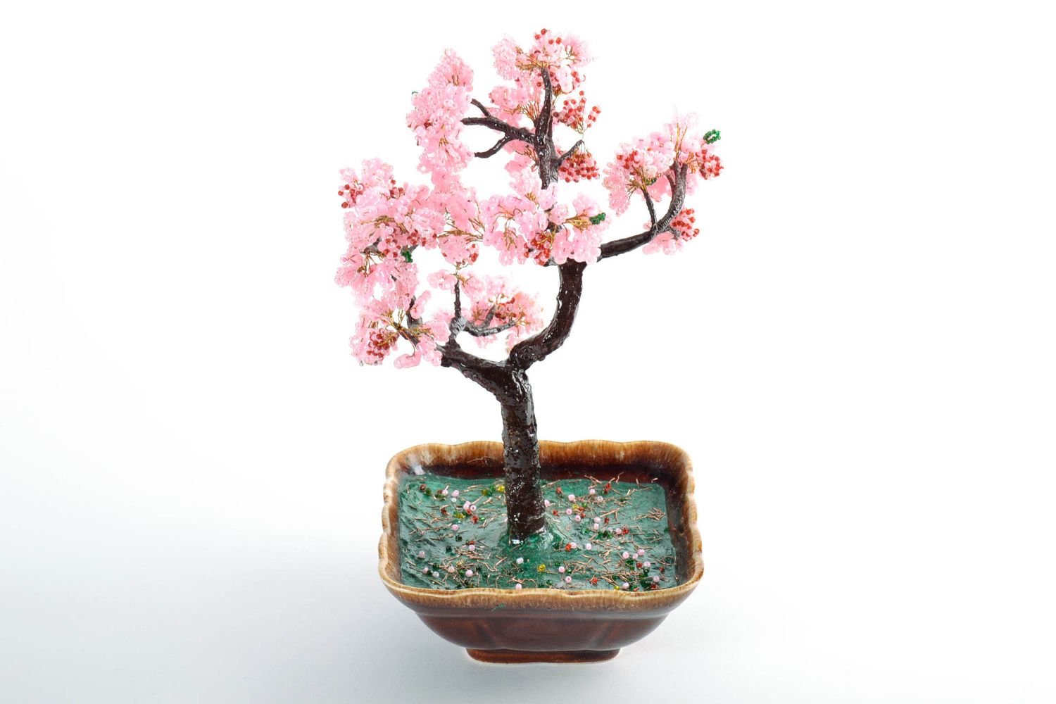 Petit arbre décoratif en perles de rocailles Sakura  photo 1