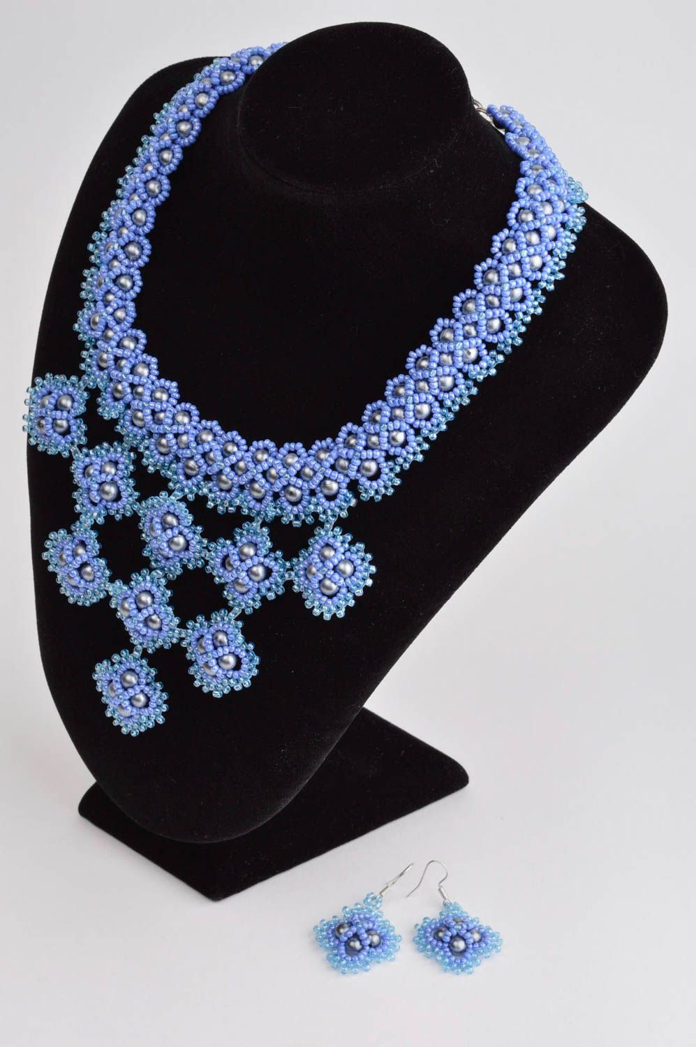 Beautiful jewellery handmade beaded necklace beaded earrings jewelry set photo 1