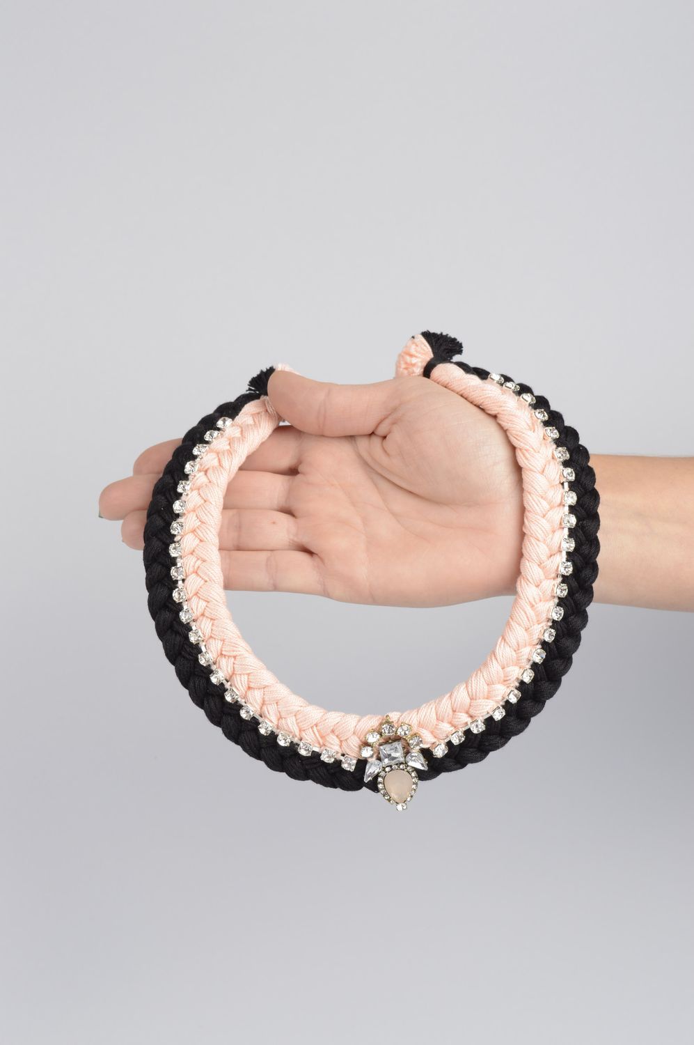 Damen Halskette Halsschmuck für Damen Schmuck Collier handgefertigt rosa schwarz foto 4