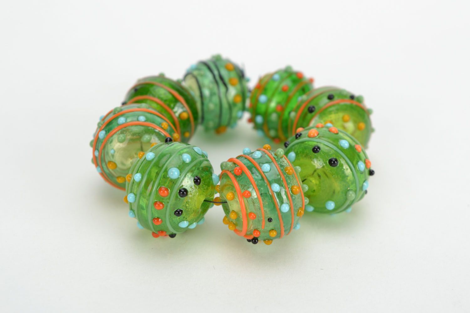 Green lampwork beads photo 3