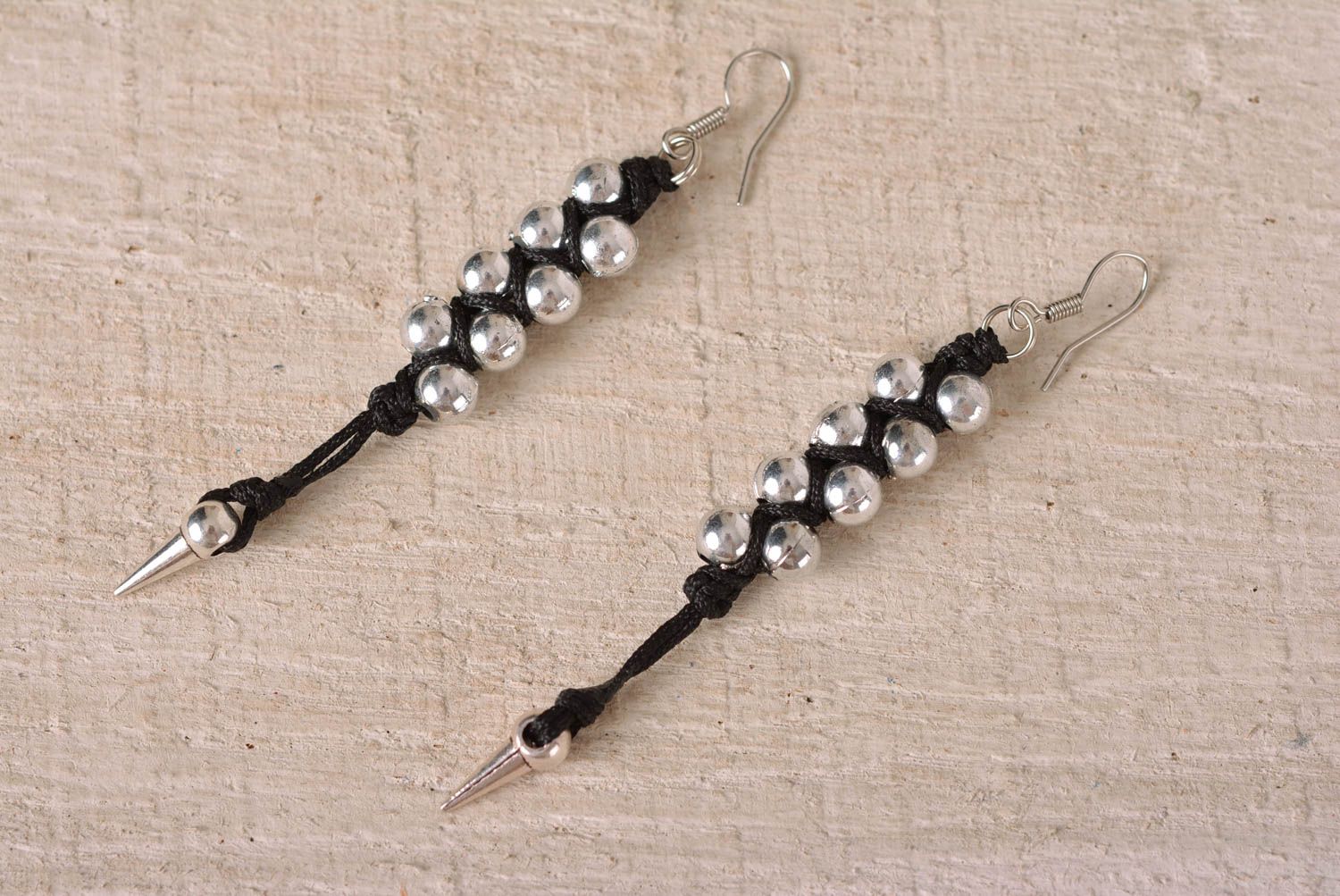 Woven earrings macrame earrings handmade earrings with beads macrame jewelry photo 1