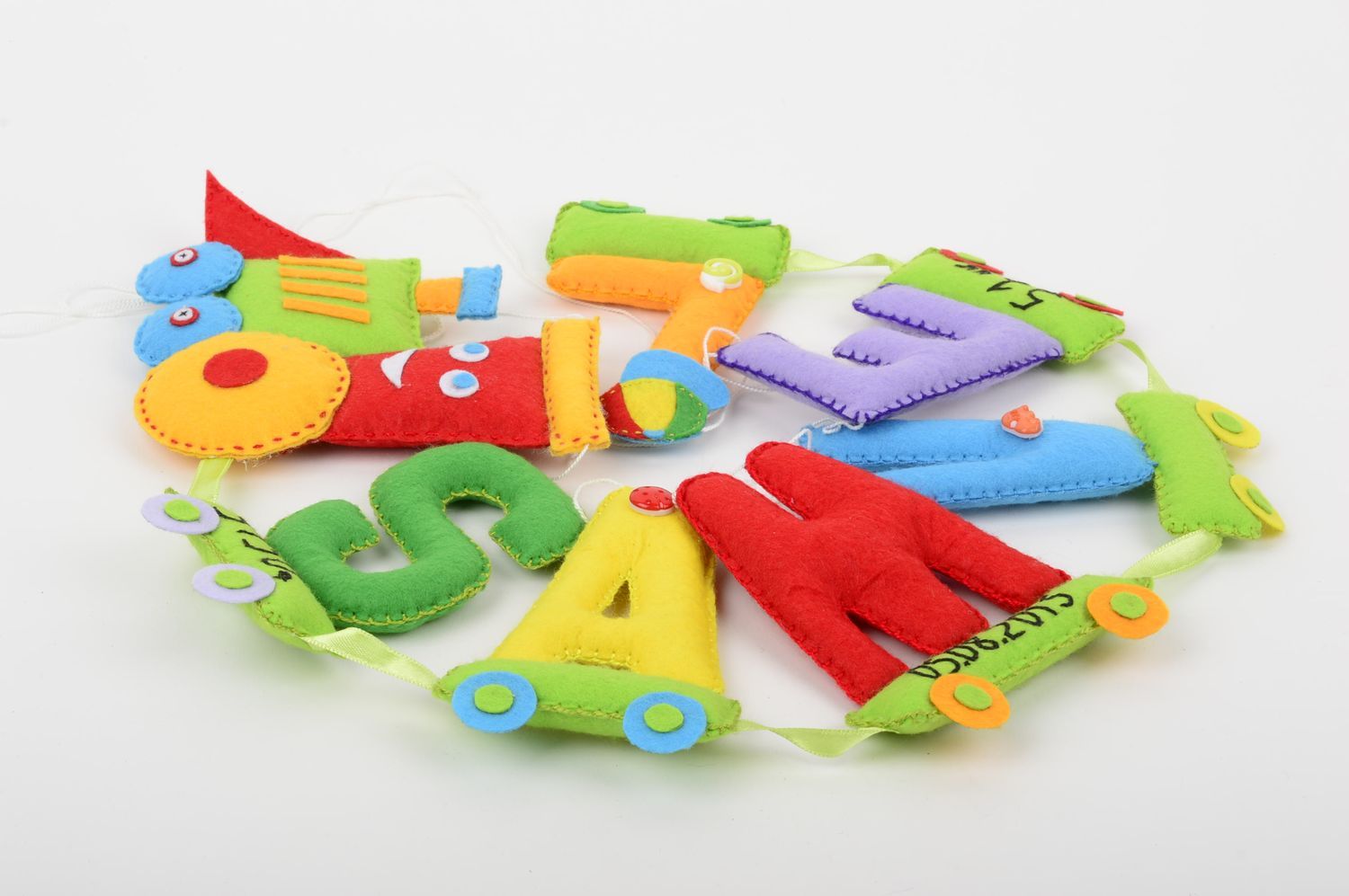 Игрушка ручной работы декор для детской мягкая игрушка настенный декор паровозик фото 2