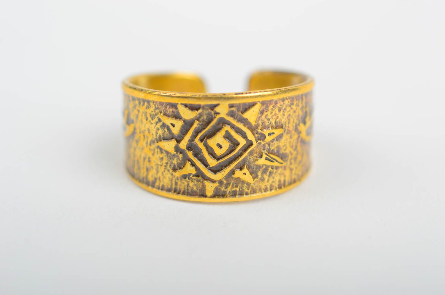 Handmade massive ring designer metal accessory cute ring made of brass photo 1