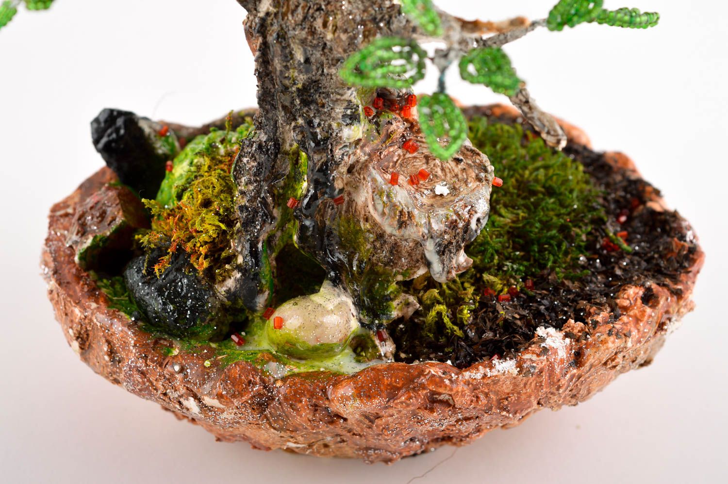 Árbol artesanal de abalorios adorno de mesa planta decorativa artificial foto 4