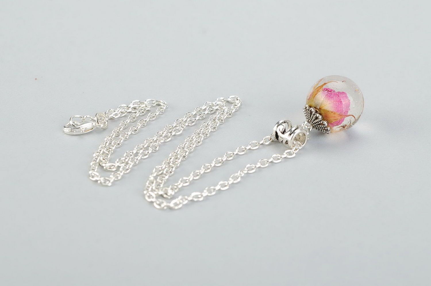 Pendant with natural flowers Rose in a ball photo 4