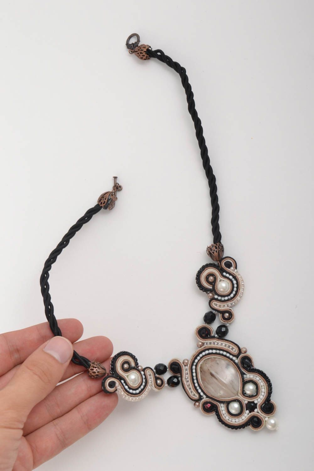 Handmade Soutache Collier Modeschmuck Halskette Geschenk für Frauen braun foto 5