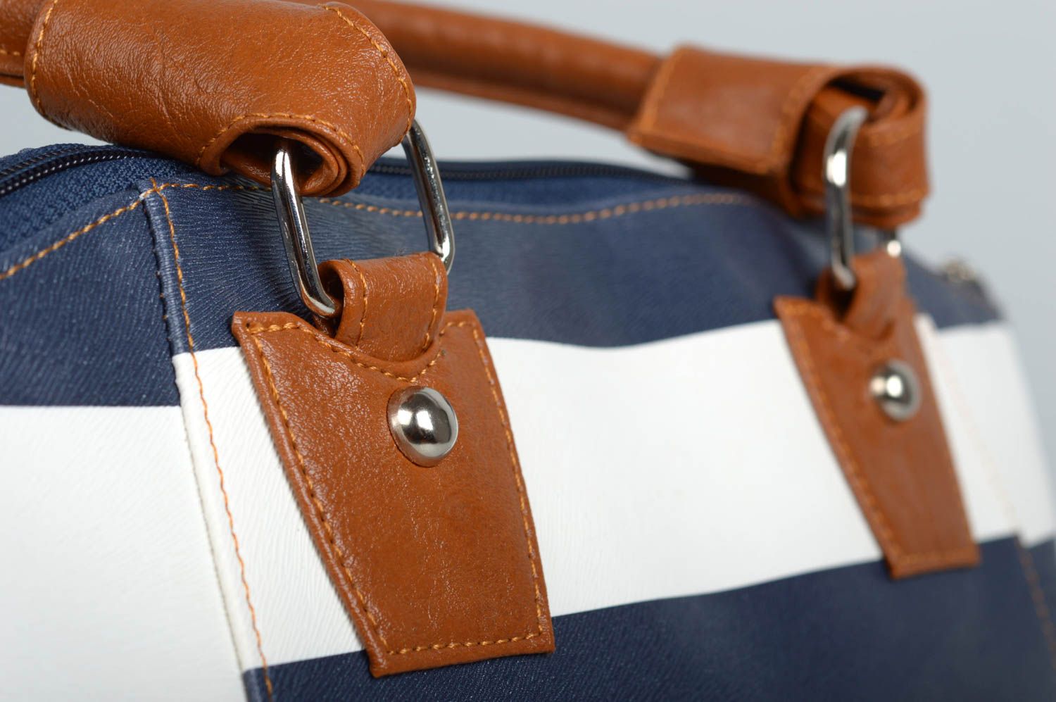 Handmade leatherette shoulder bag striped bag pretty bag for women perfect gift photo 6