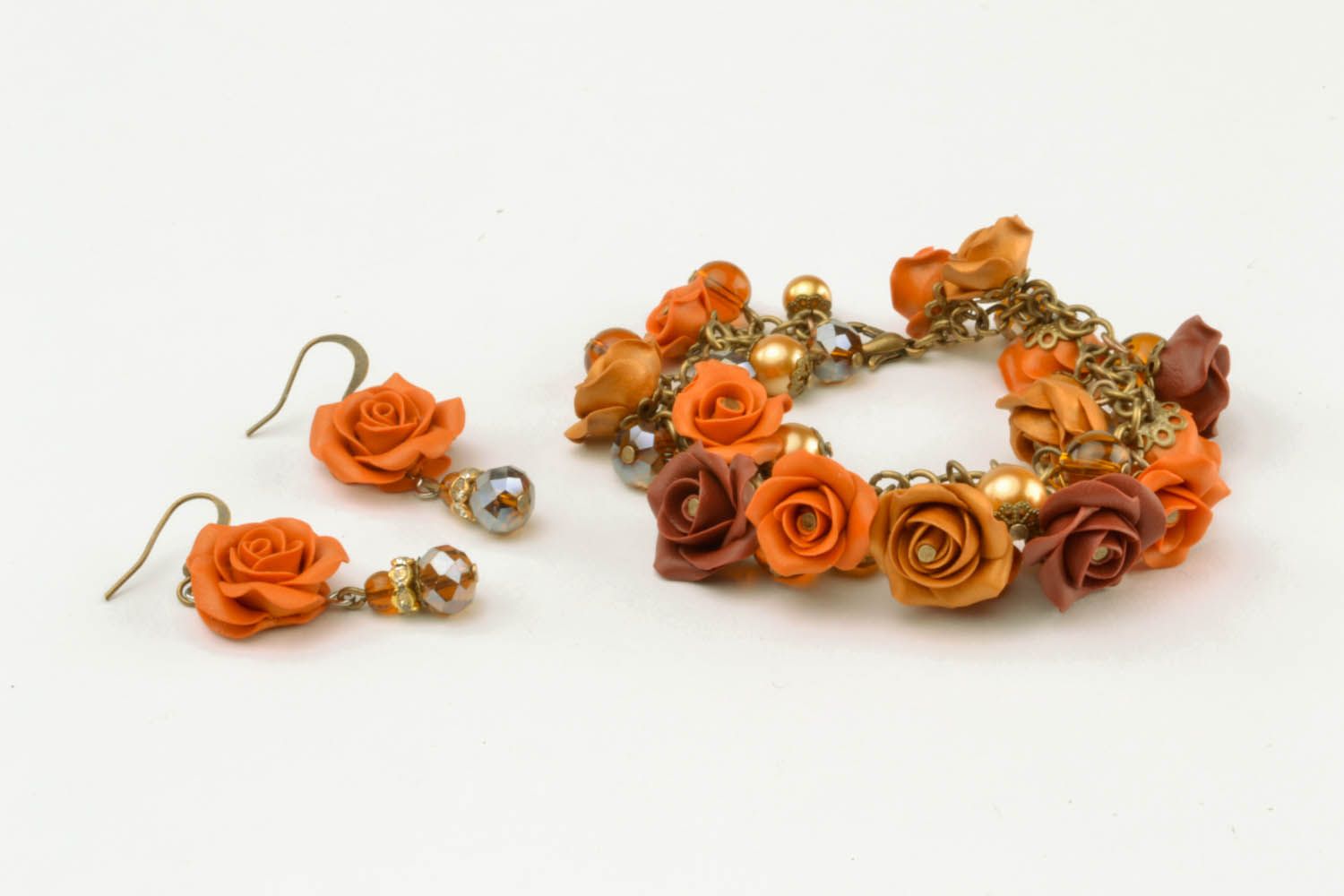 Homemade jewelry set Blossoming Terracotta photo 3