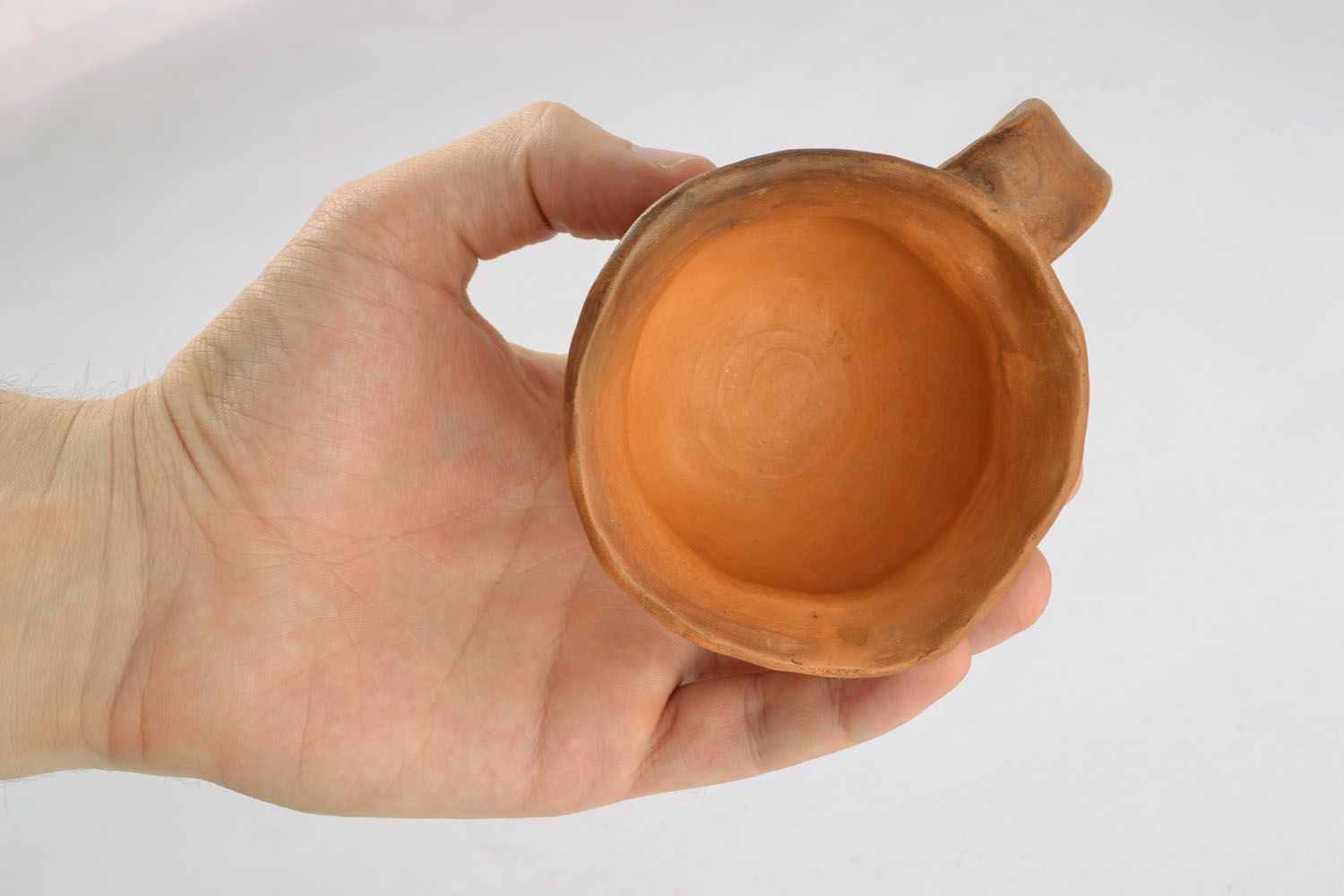 3 oz red clay coffee cup with handle and no pattern photo 4