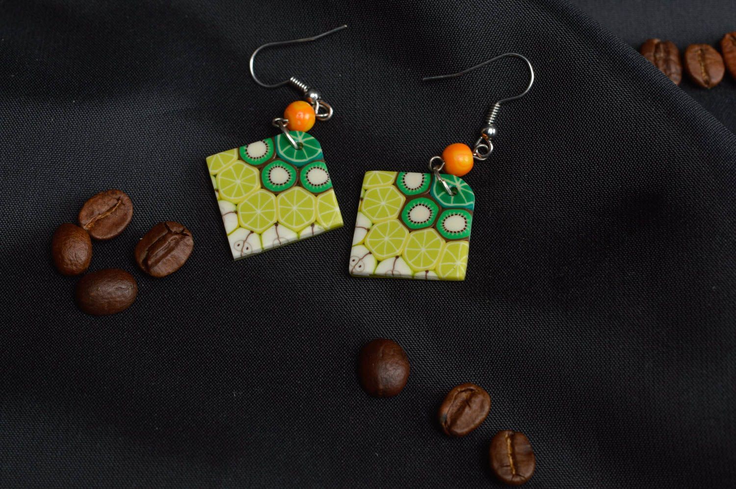 Painted handmade earrings polymer clay earrings stylish accessory for women  photo 1