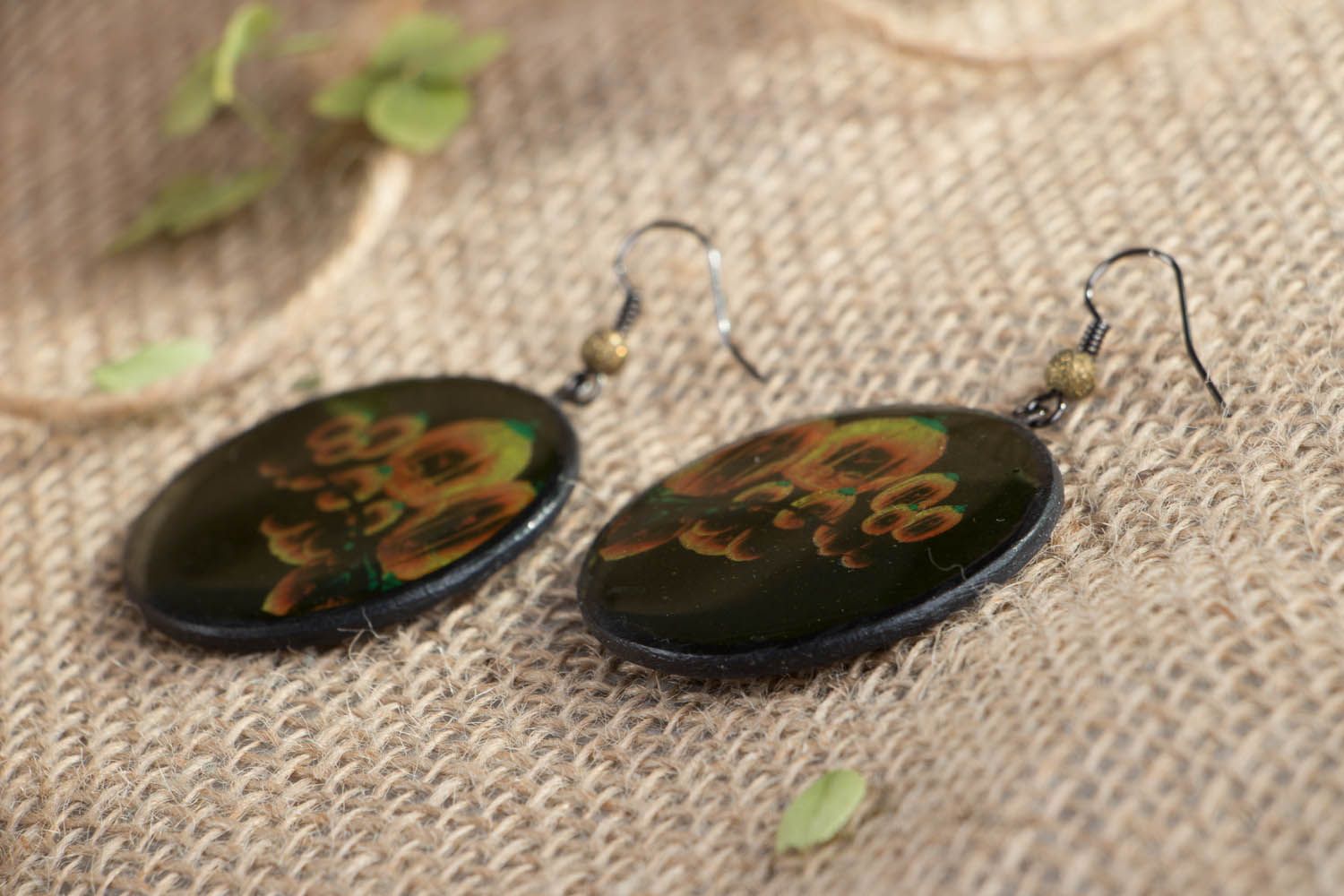 Polymer clay earrings Northern Lights photo 2