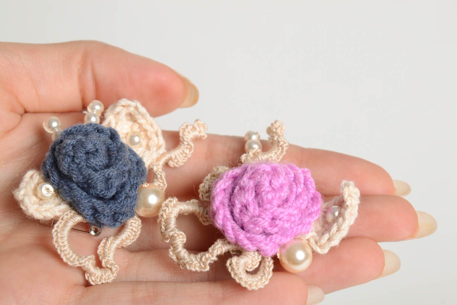 Crochet brooch handmade brooches textile jewelry designer accessories for girls photo 4