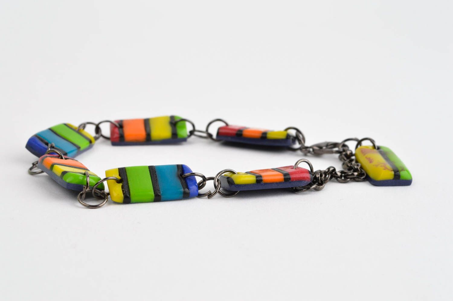 Handmade bracelet colorful bracelet made of polymer clay stylish jewelry photo 5