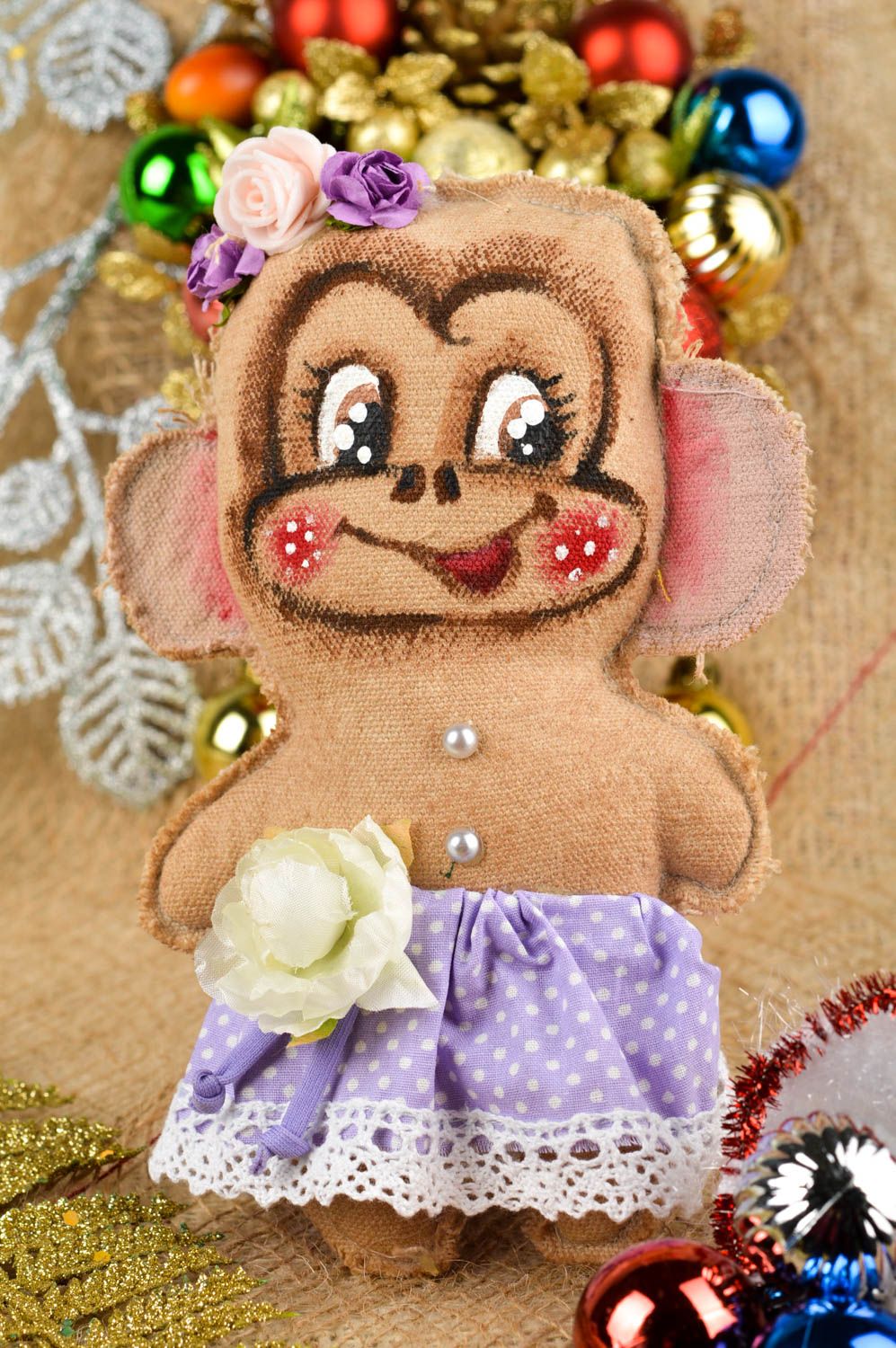 Handmade present for kids designer soft toy monkey stylish decorative toy photo 1