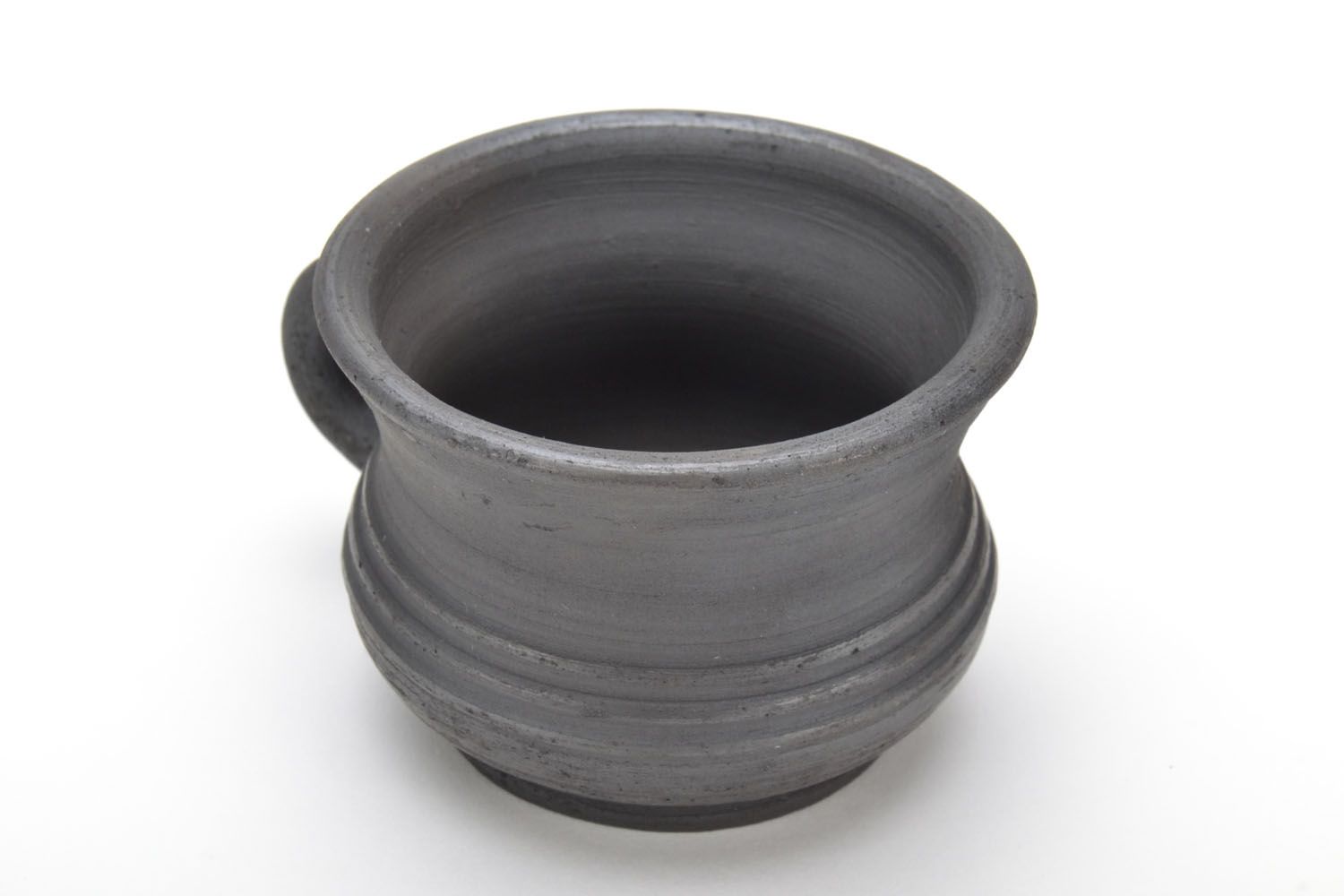 Espresso coffee black natural lead-free clay cup with handle in ancient style 0,26 lb photo 3