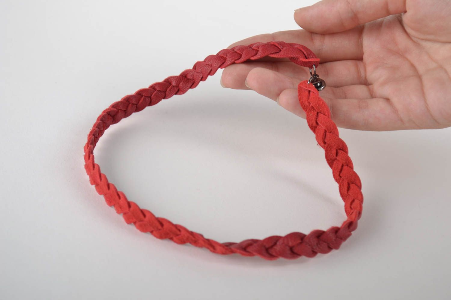 Handmade Leder Collier Modeschmuck Halskette Geschenk für Frauen rot eng foto 5