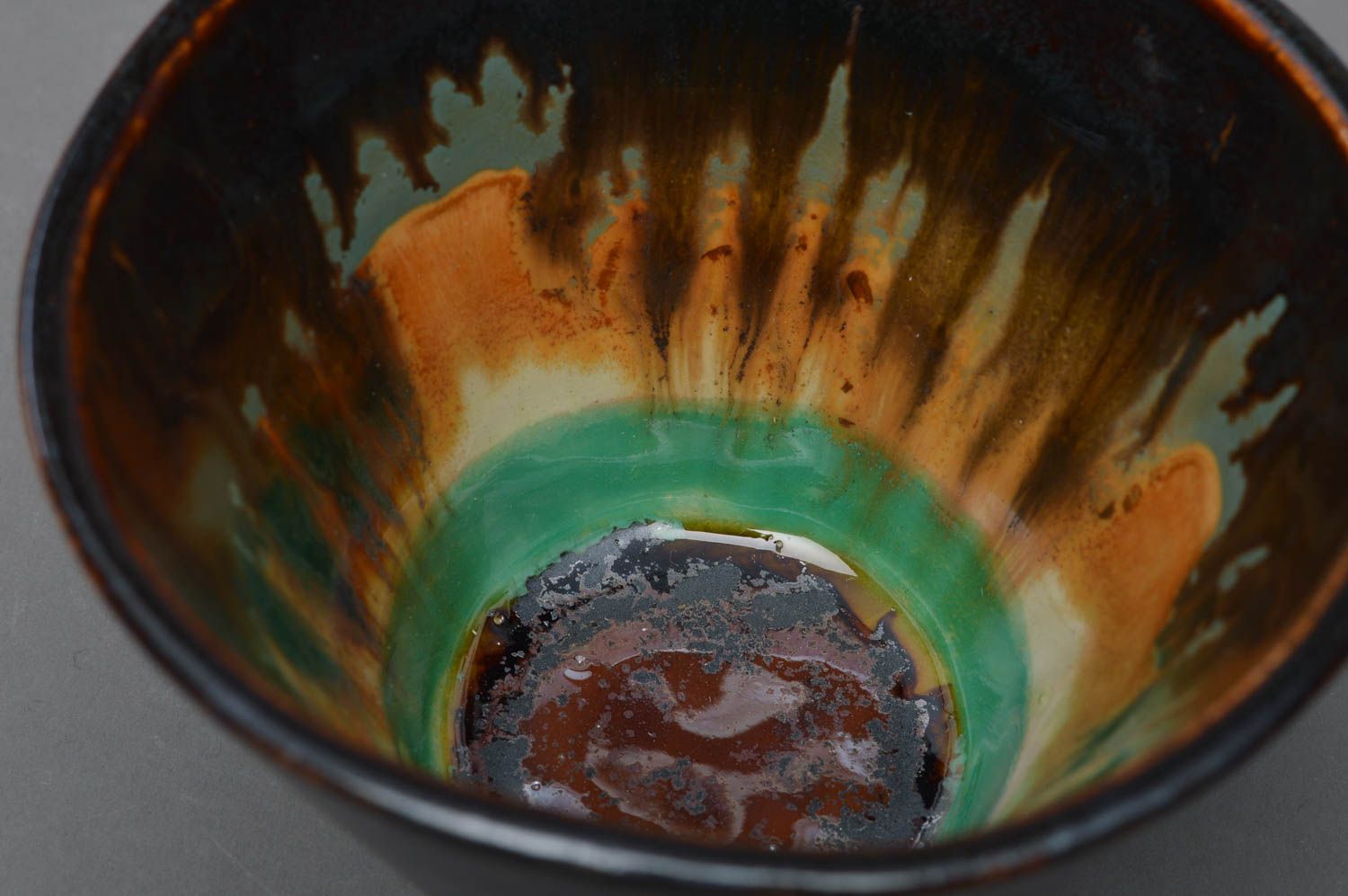 Handmade designer deep colorful glazed porcelain painted bowl in Japanese style photo 2