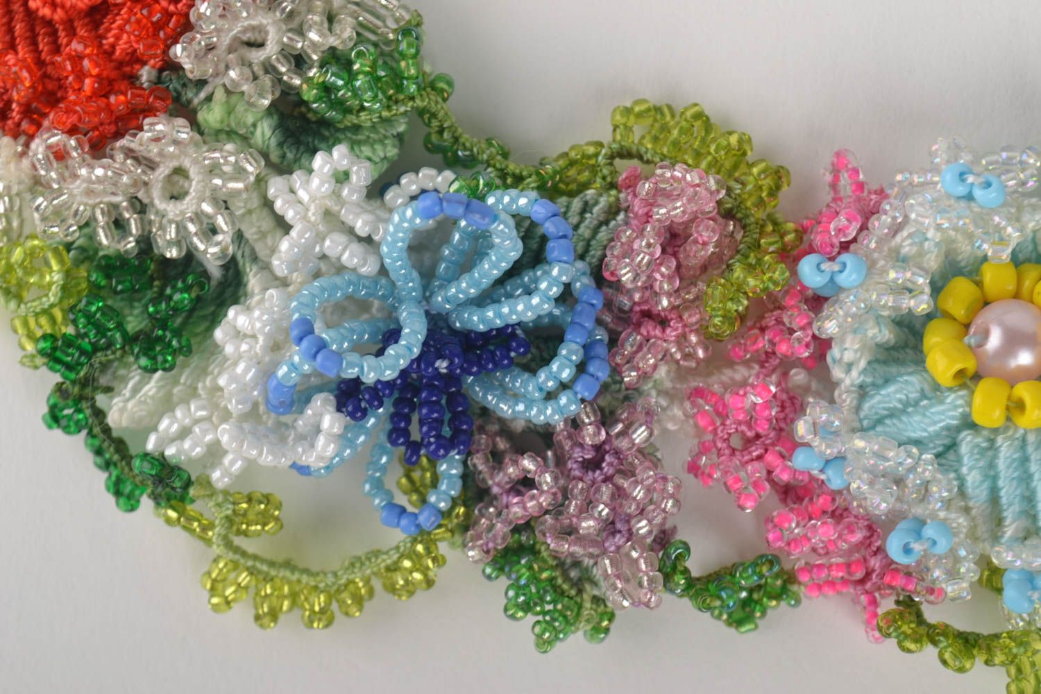 Festive handmade jewelry stylish necklace with flowers unusual necklace photo 3
