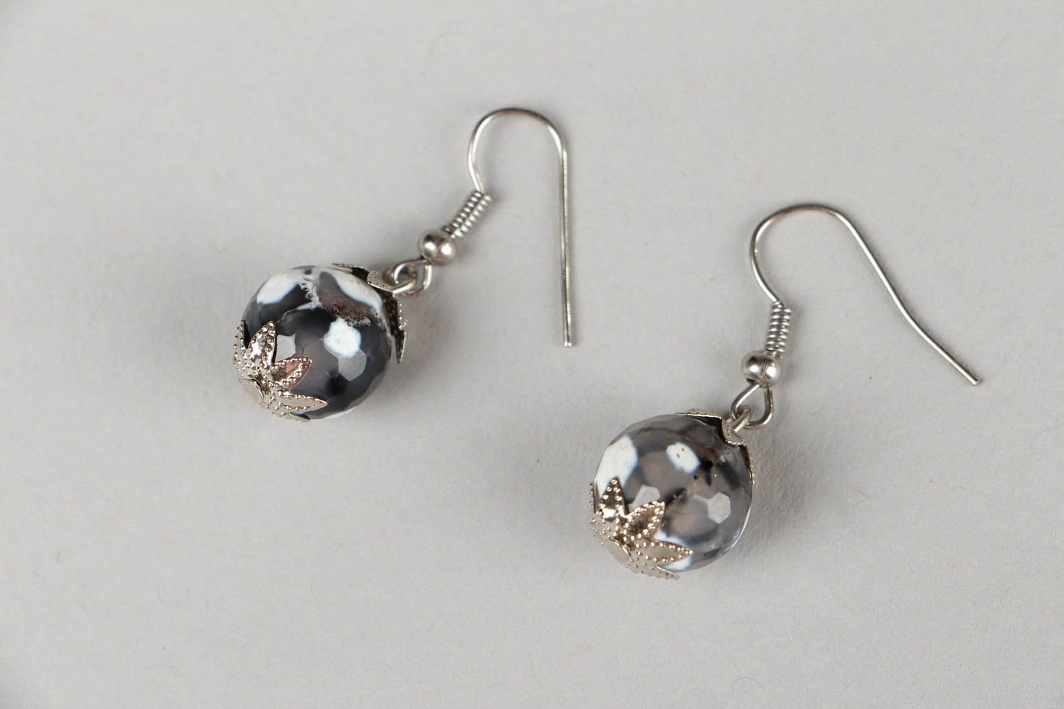 Earrings with natural stone agate photo 2