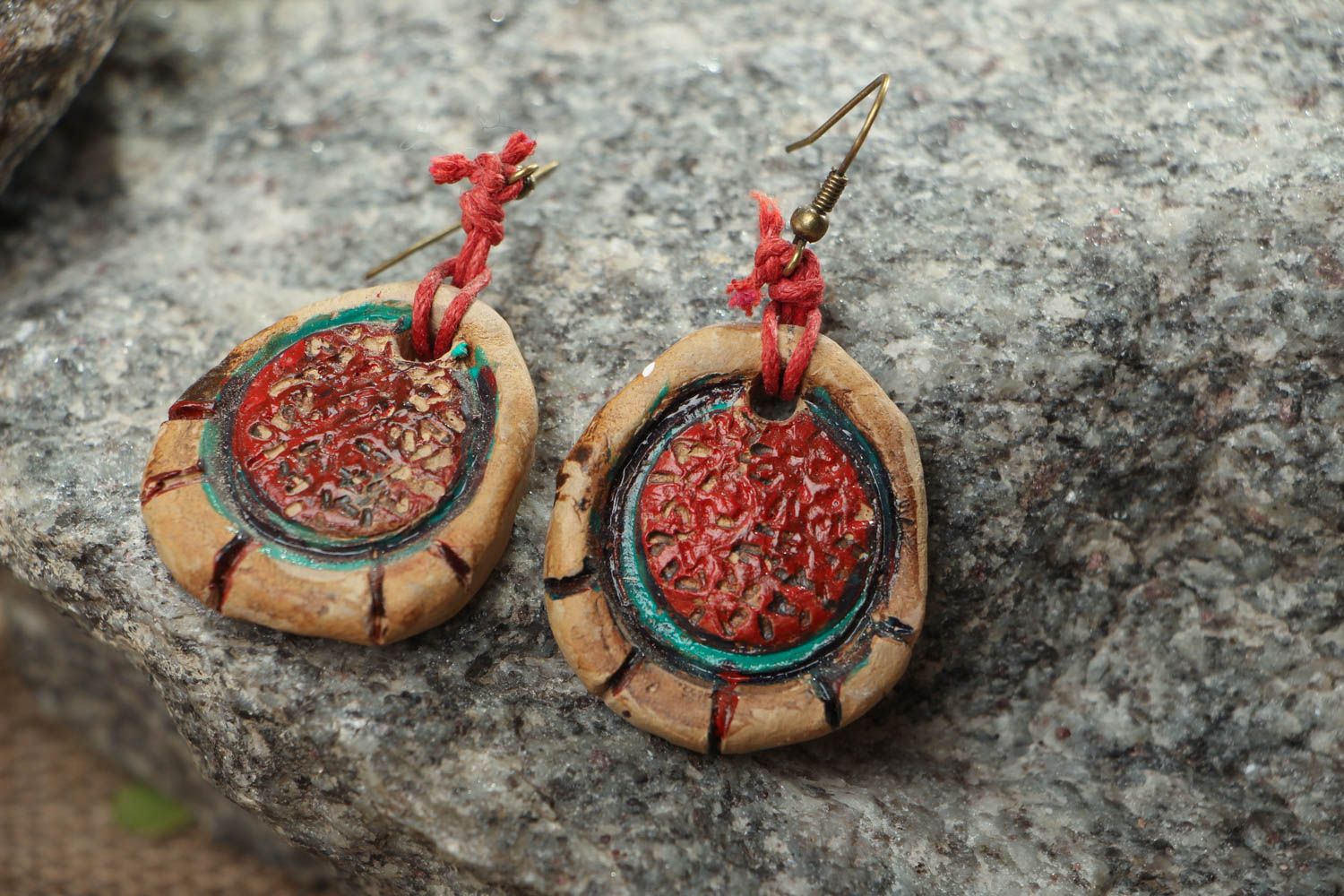 Ceramic earrings with charms photo 4