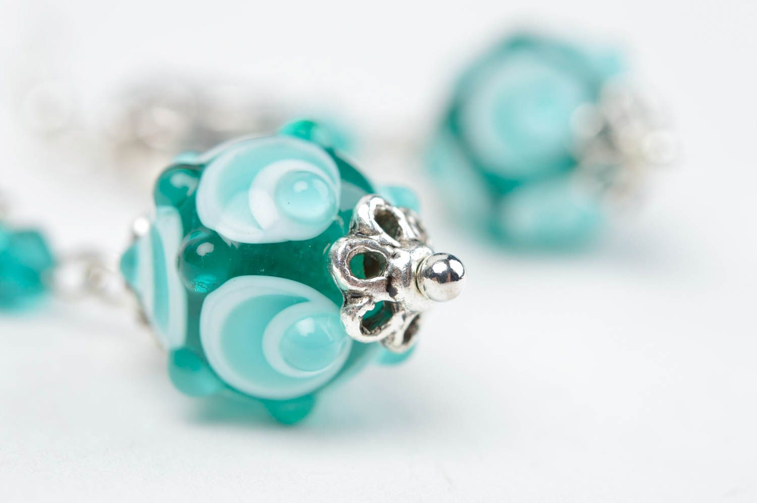 Beautiful glass earrings handmade unusual accessory designer earrings photo 3