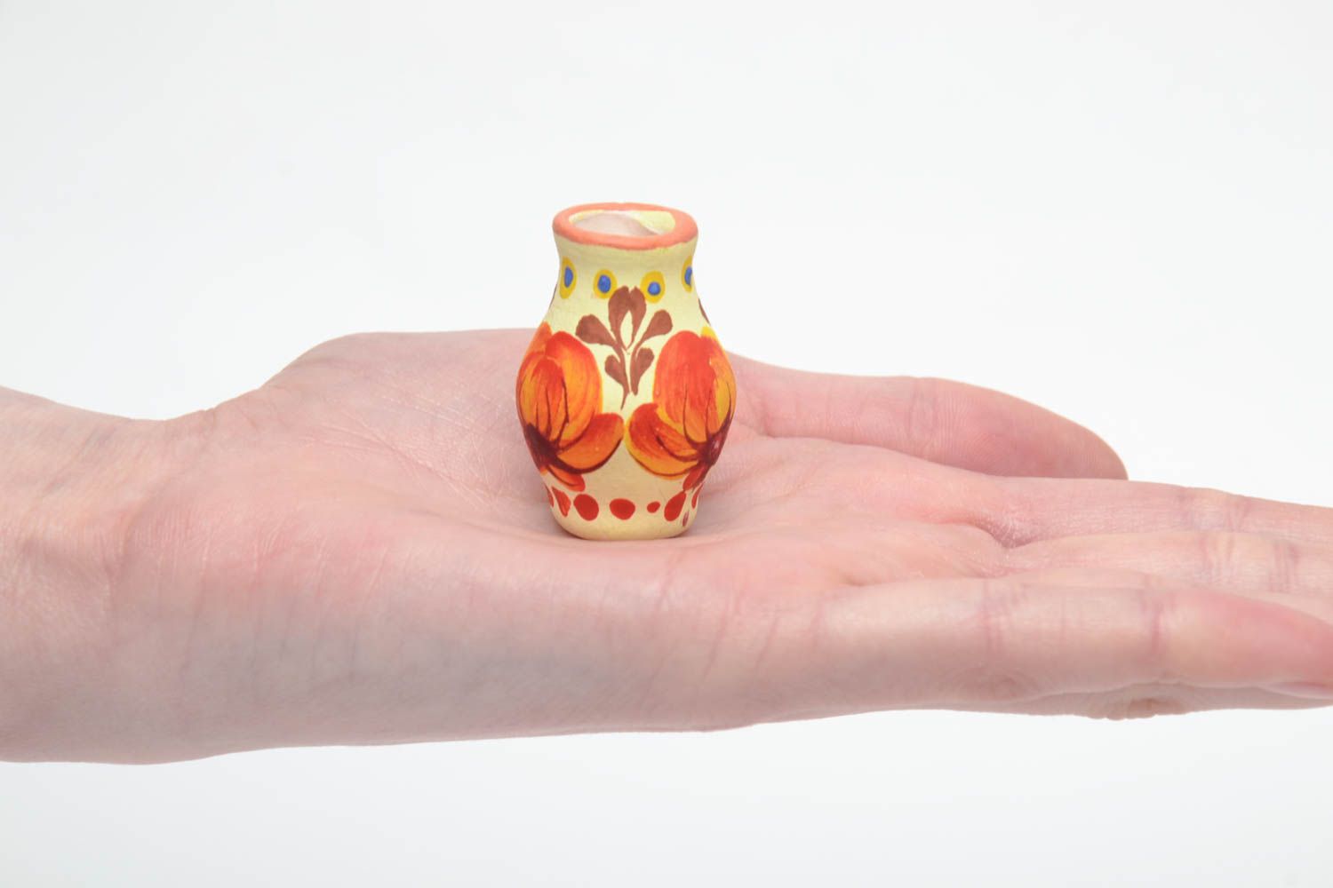 Figurine de vase miniature en céramique peinte  photo 5