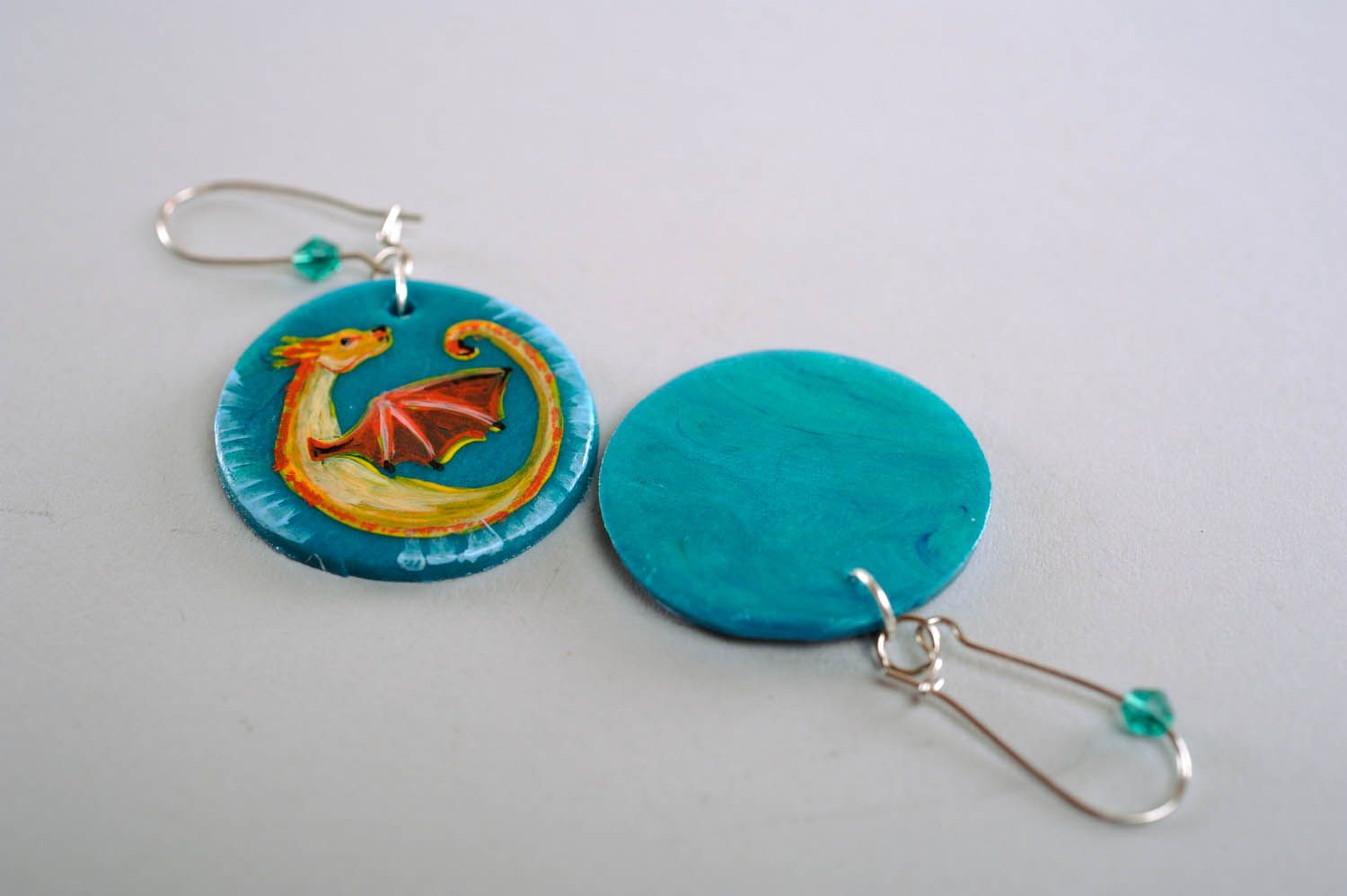Earrings Made of Polymer Clay Dragon's Flying photo 3