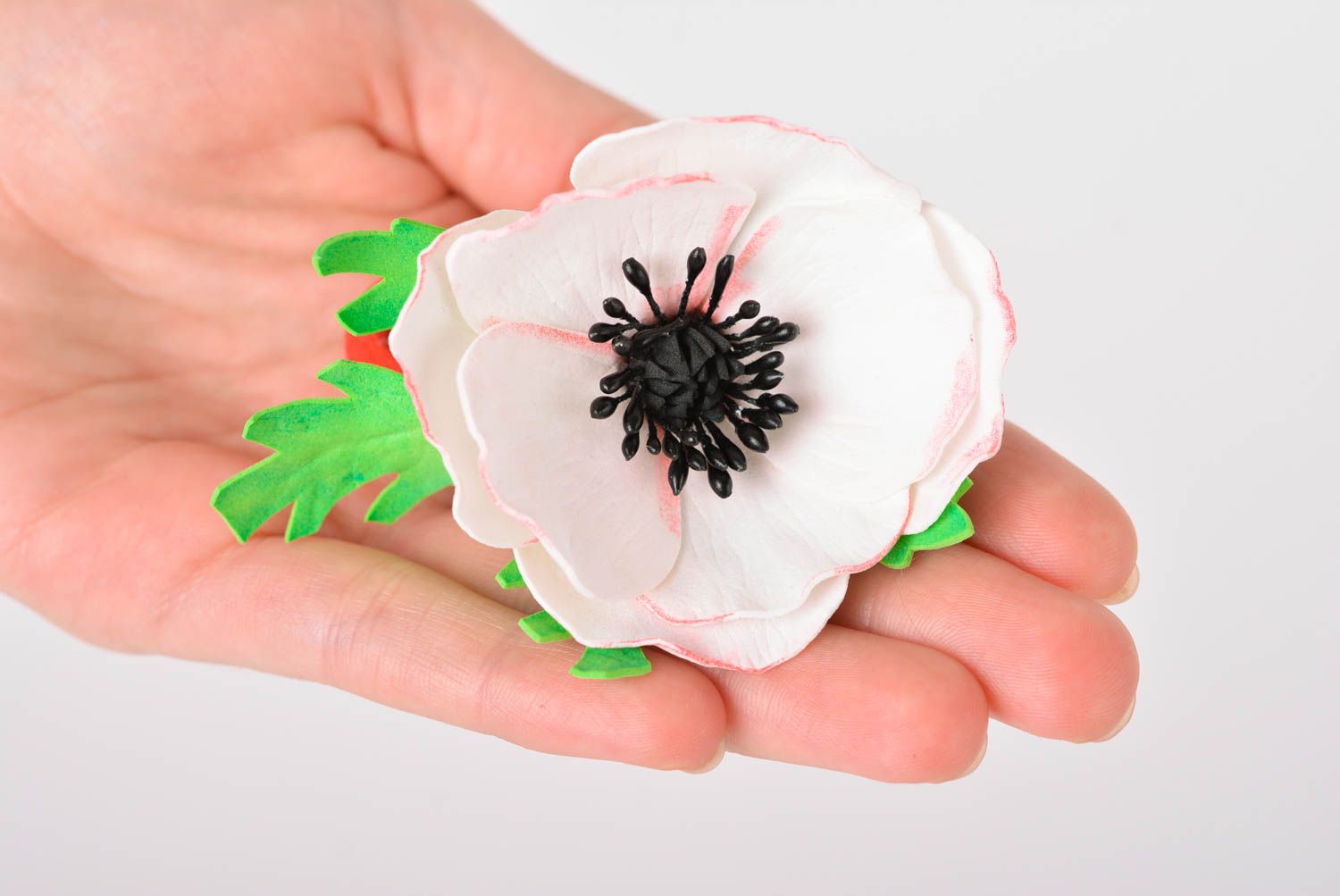 Handmade pink scrunchy delicate flower barrette hair accessories for baby photo 2